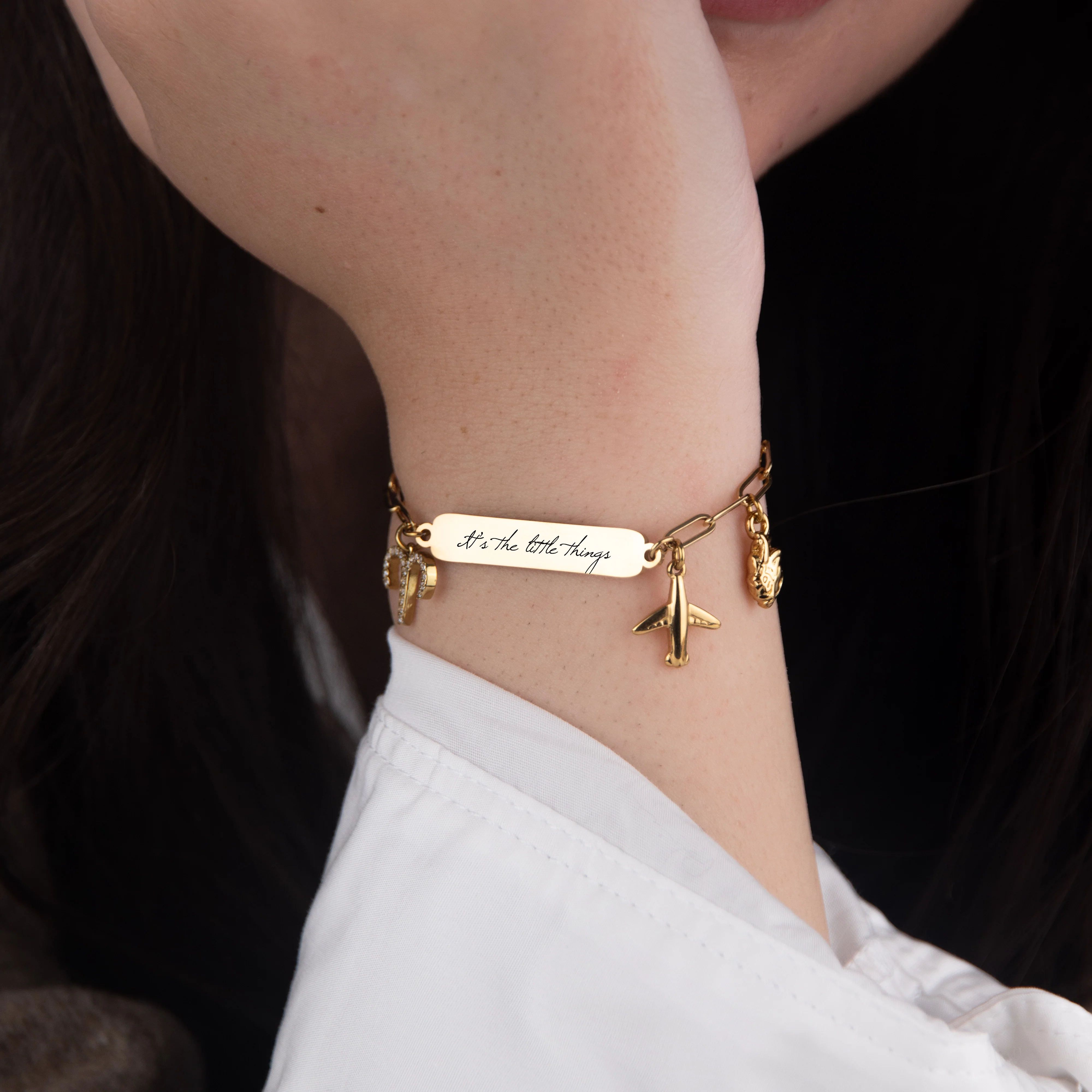 Custom Clip Bracelet - Handwriting - Gold - Image 2