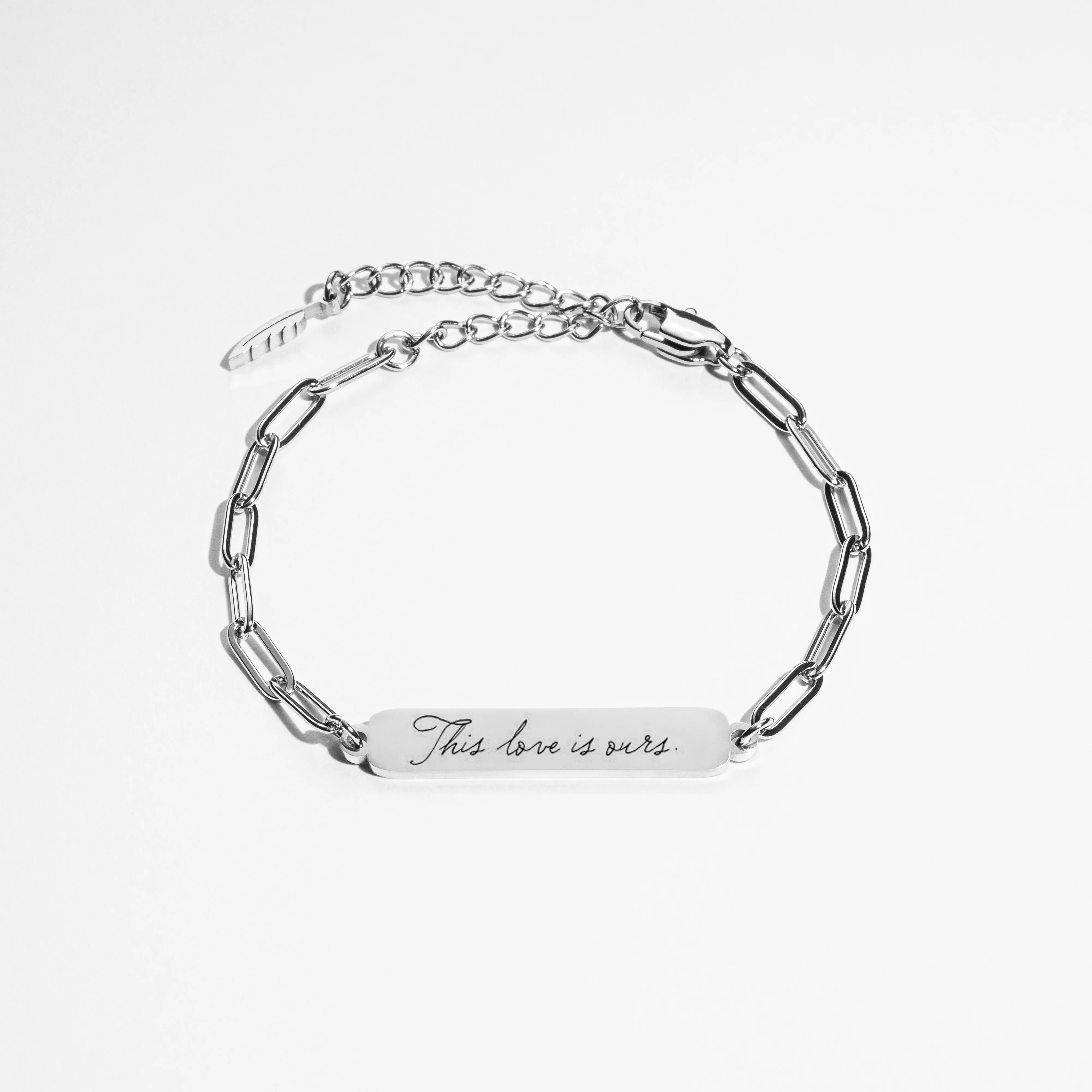 Custom Clip Bracelet - Handwriting - Silver