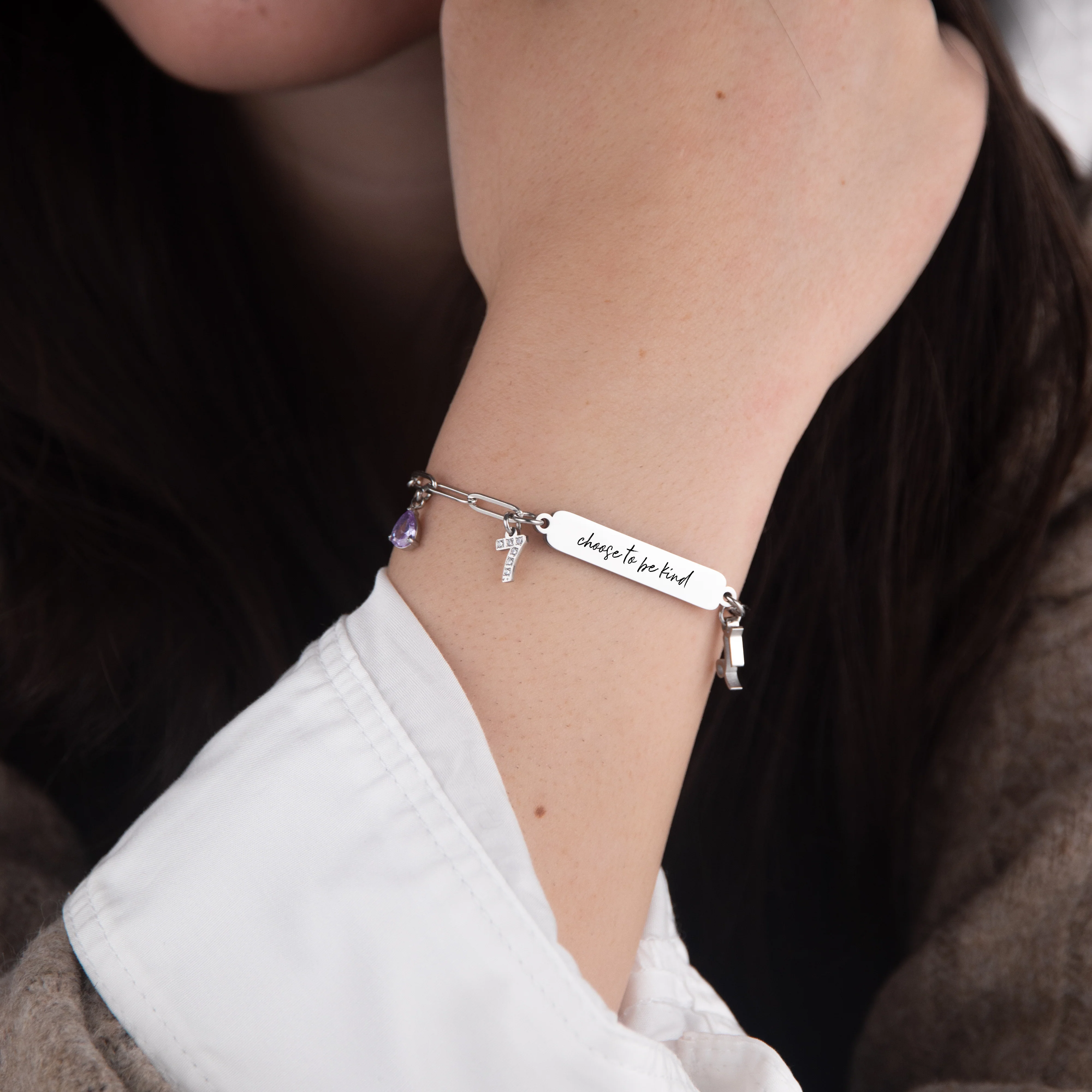 Custom Clip Bracelet - Handwriting - Silver - Image 2