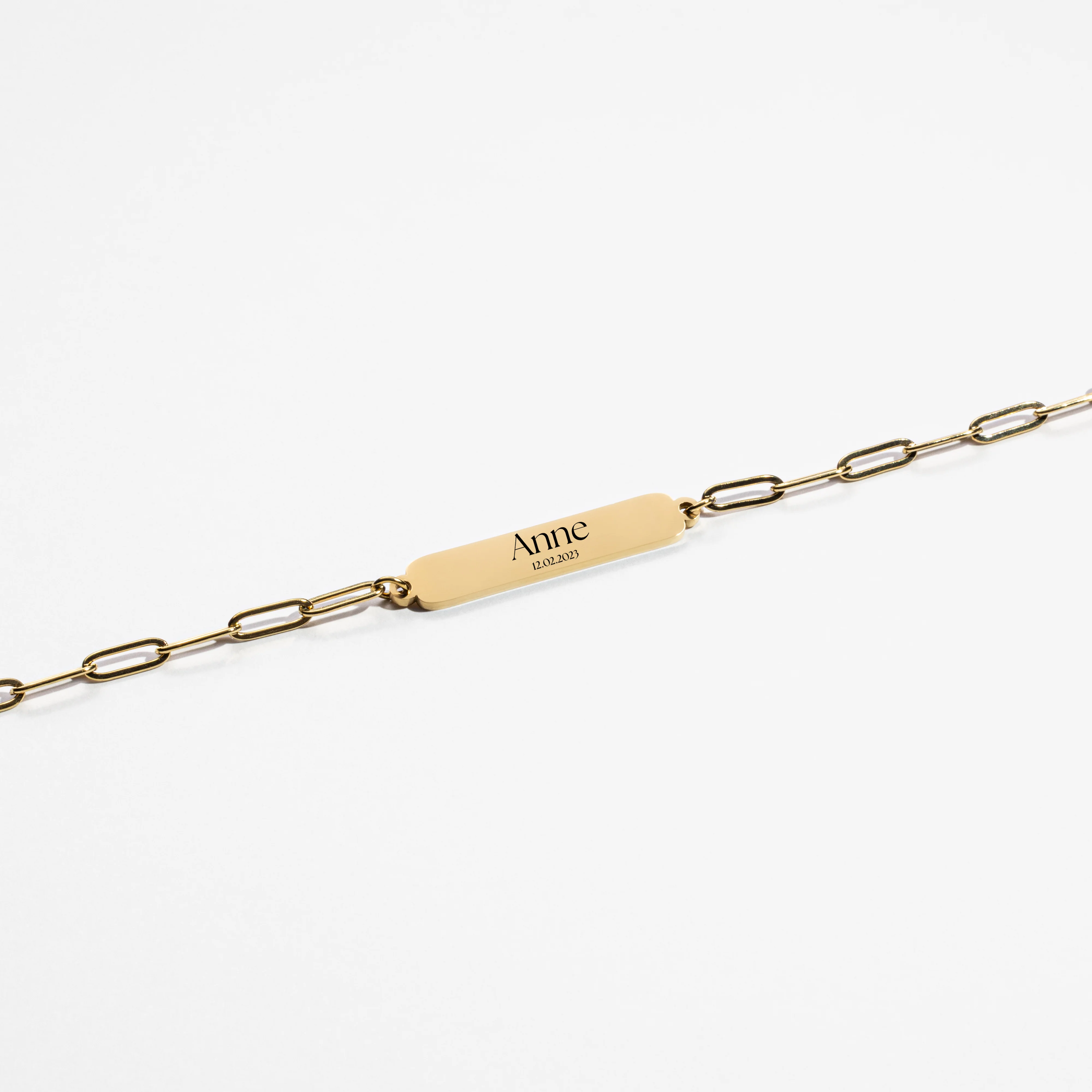 Custom Clip Bracelet - Text + Date - Gold - Image 3