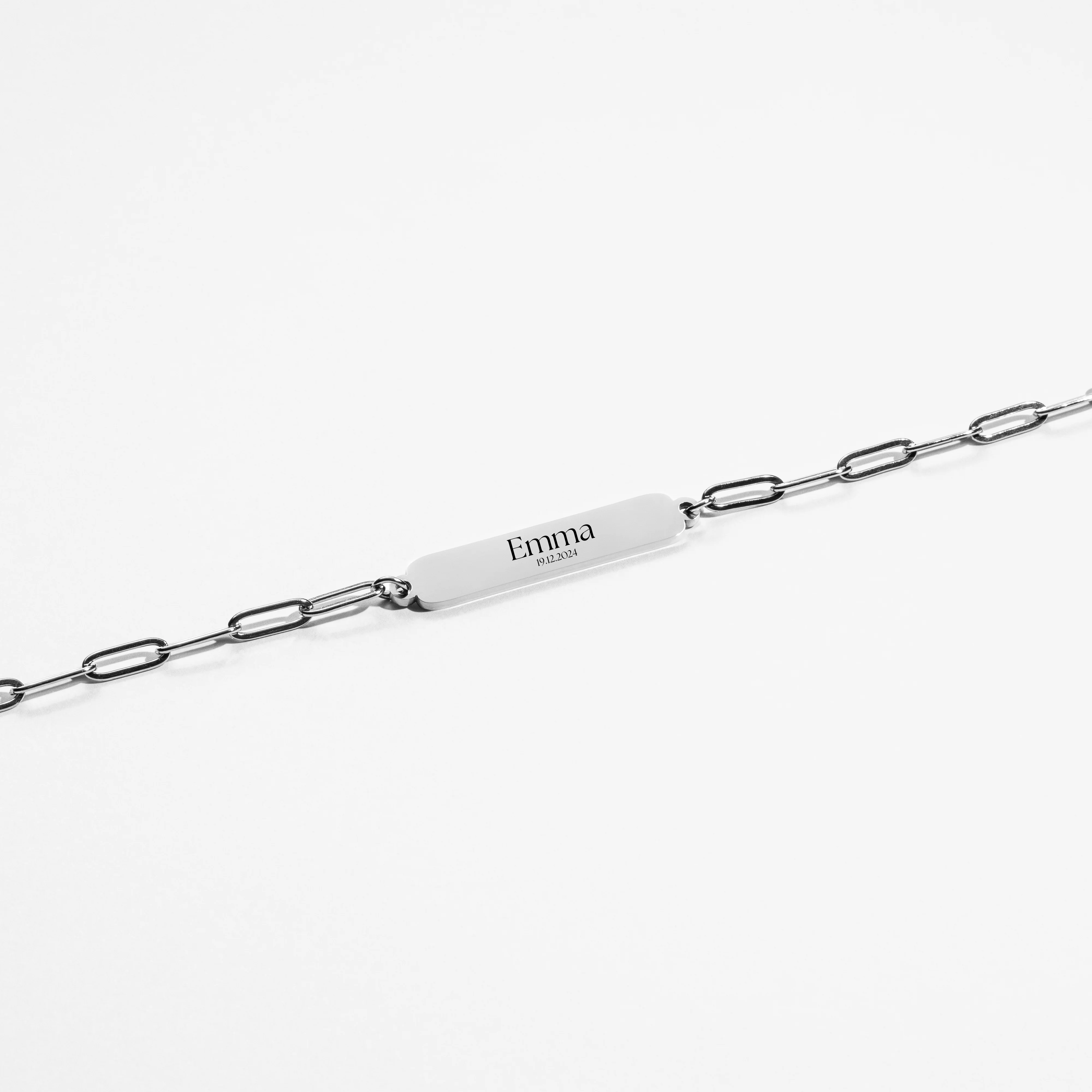 Custom Clip Bracelet - Name & Date (Silver) - Image 3