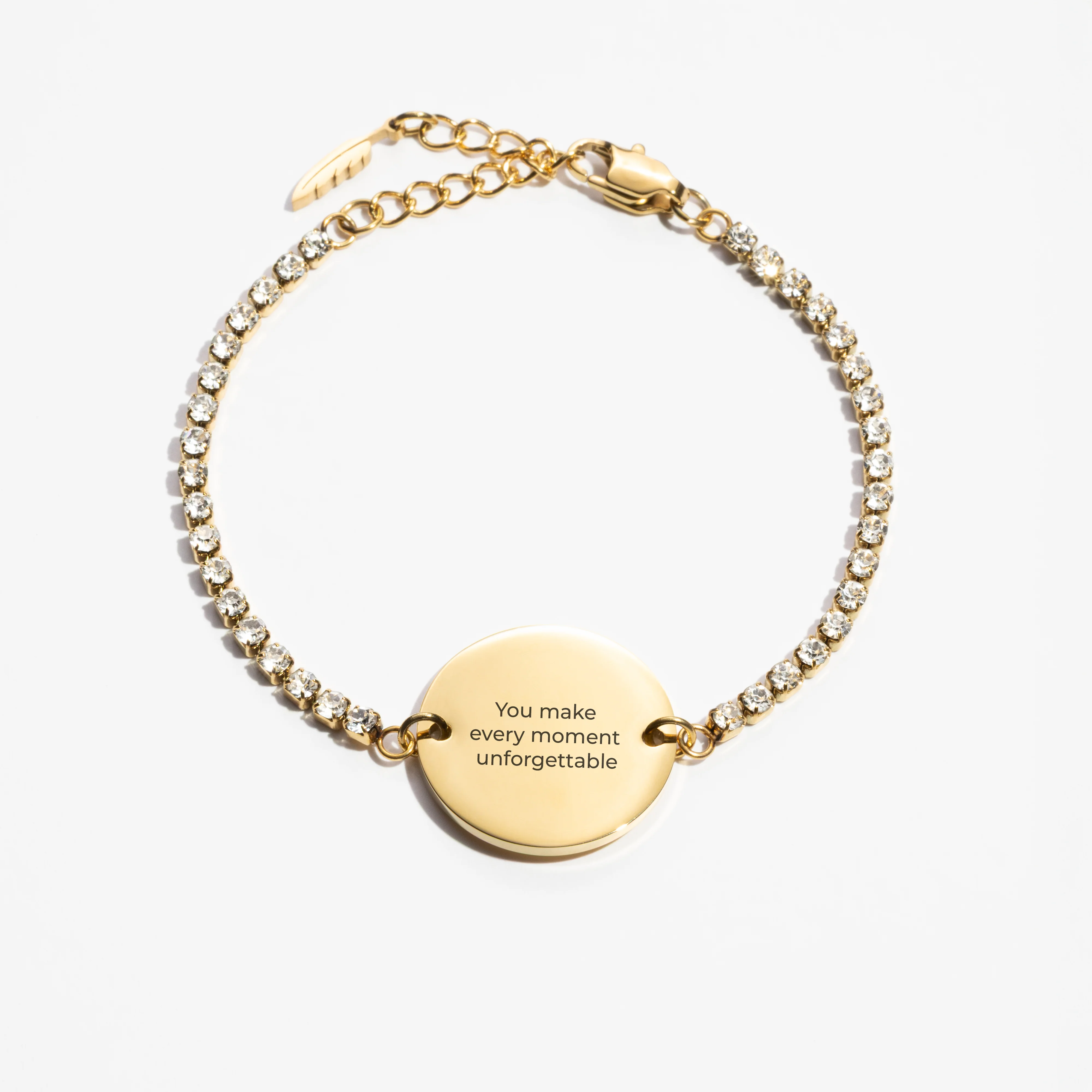 Custom Zirconia Bracelet - Text (Gold)