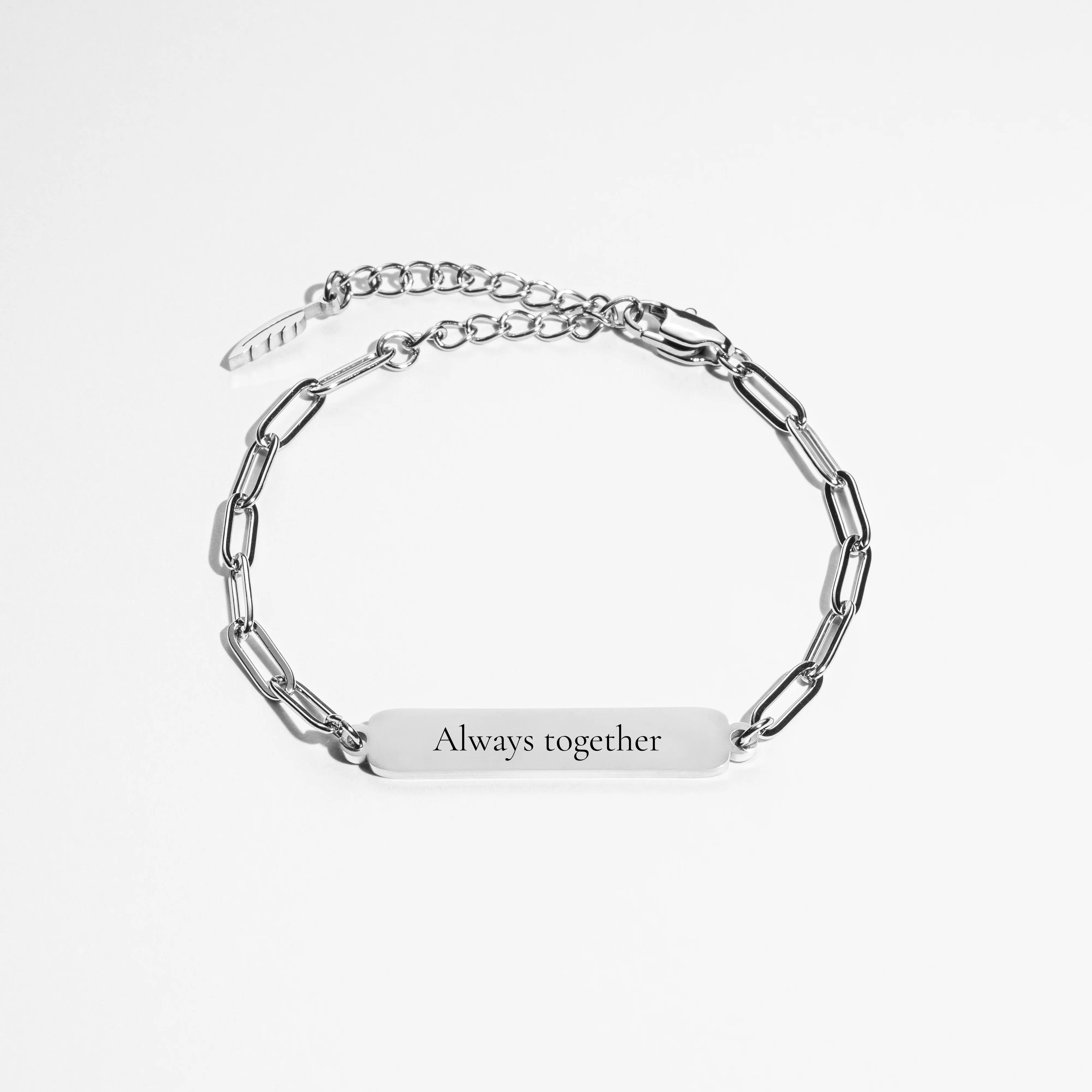Custom Clip Bracelet - Text - Silver
