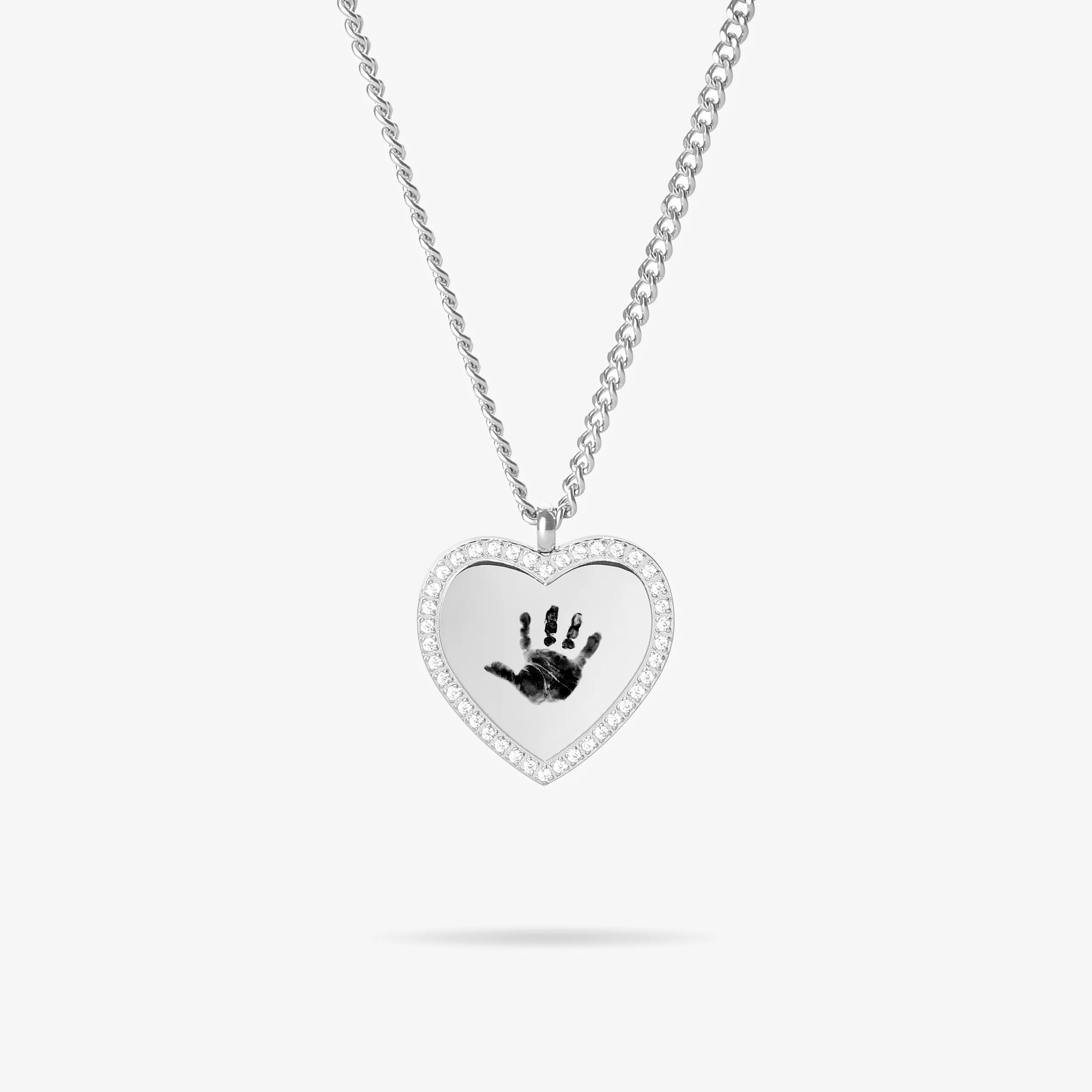 Custom Zicornia Heart Necklace - Hand - Silver