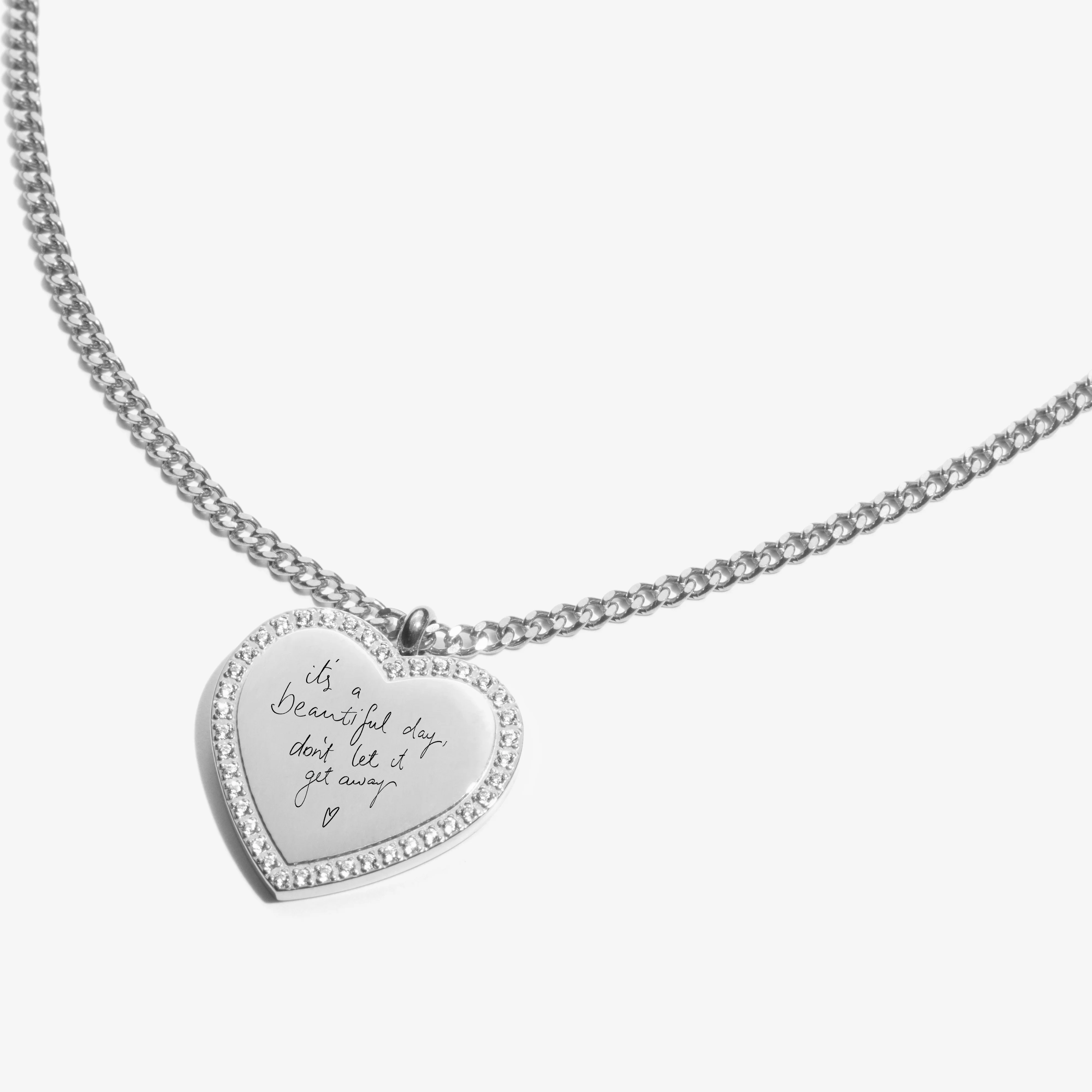 Custom Zicornia Heart Necklace - Handwriting - Silver - Image 3