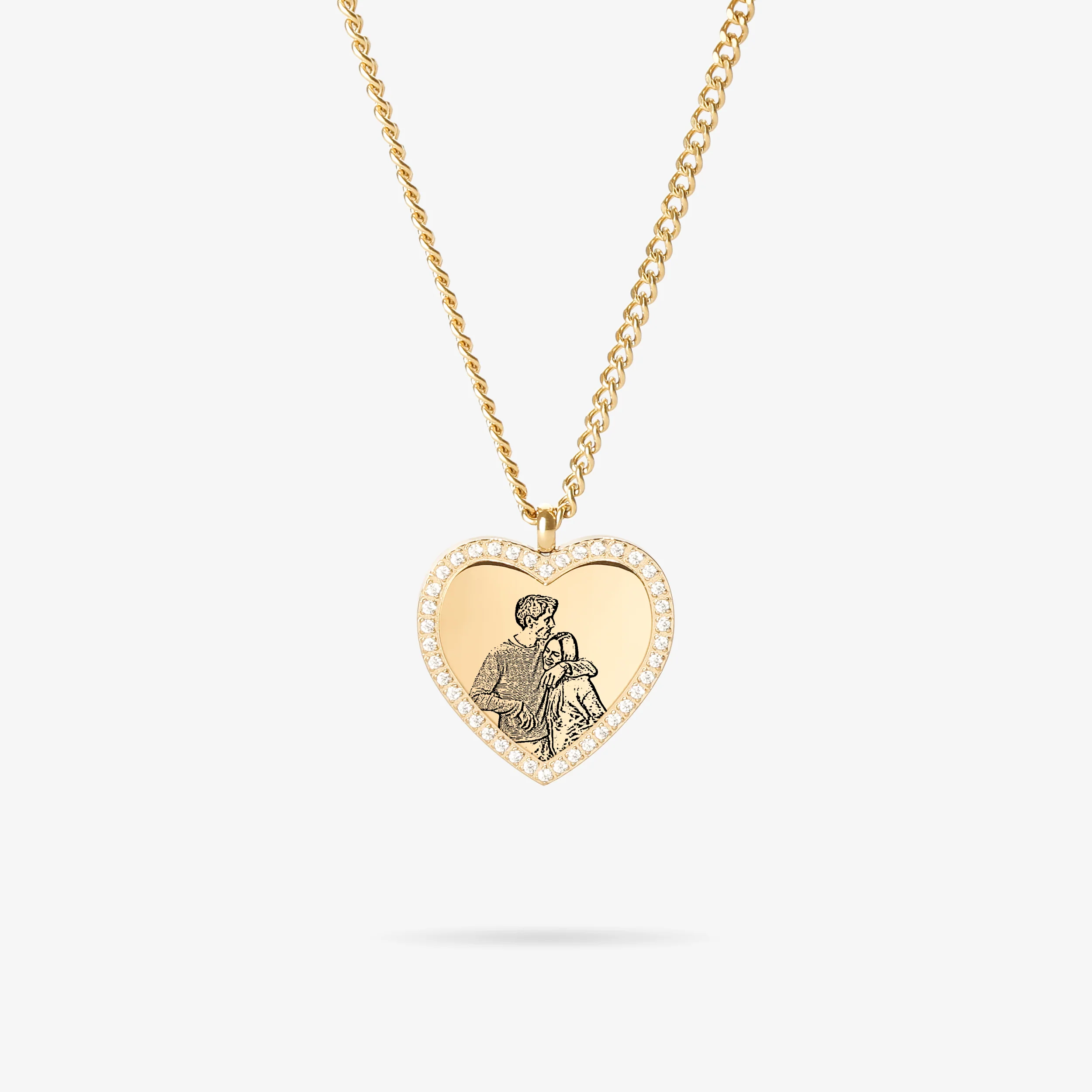 Custom Zicornia Heart Necklace - Outline - Gold