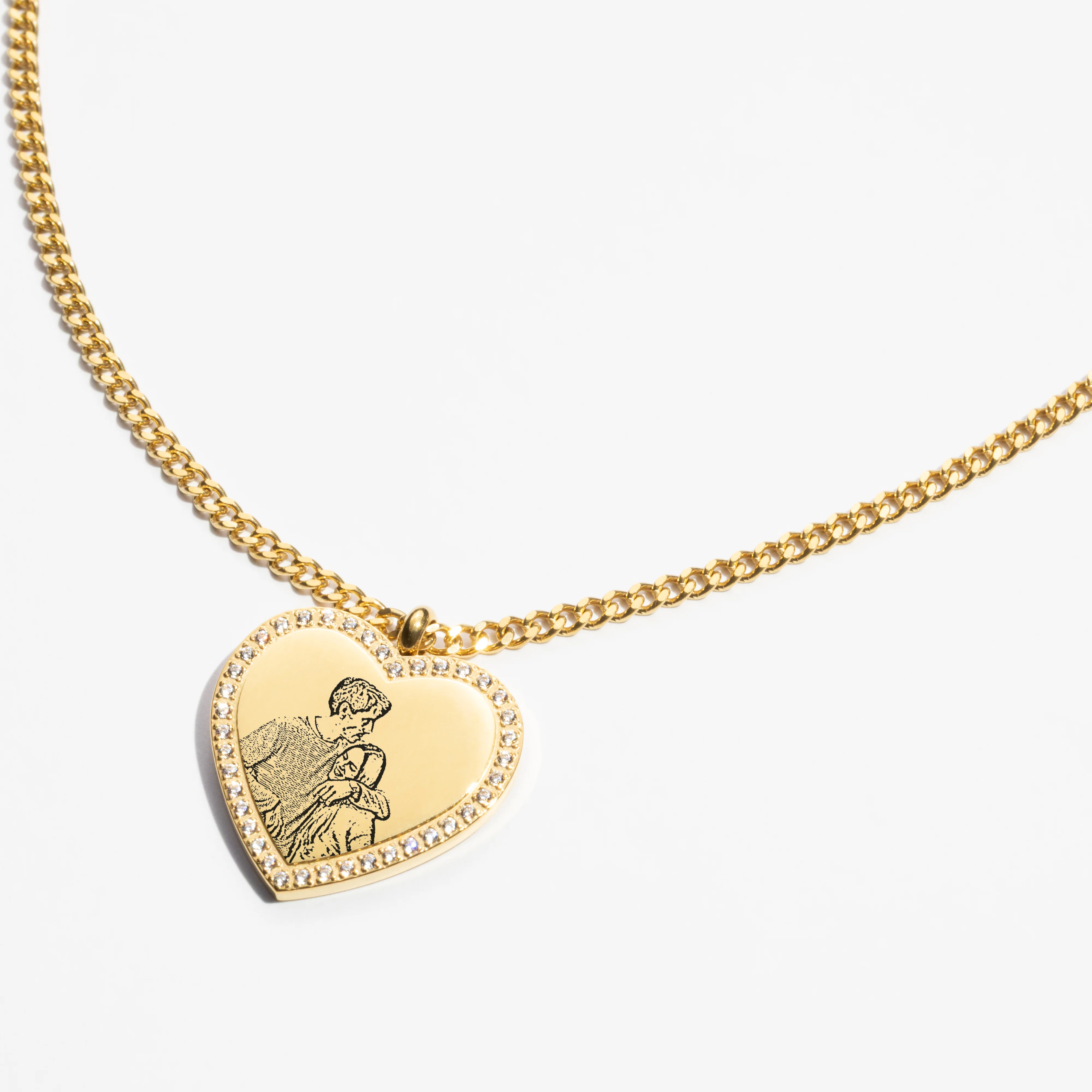 Custom Zicornia Heart Necklace - Outline - Gold - Image 3
