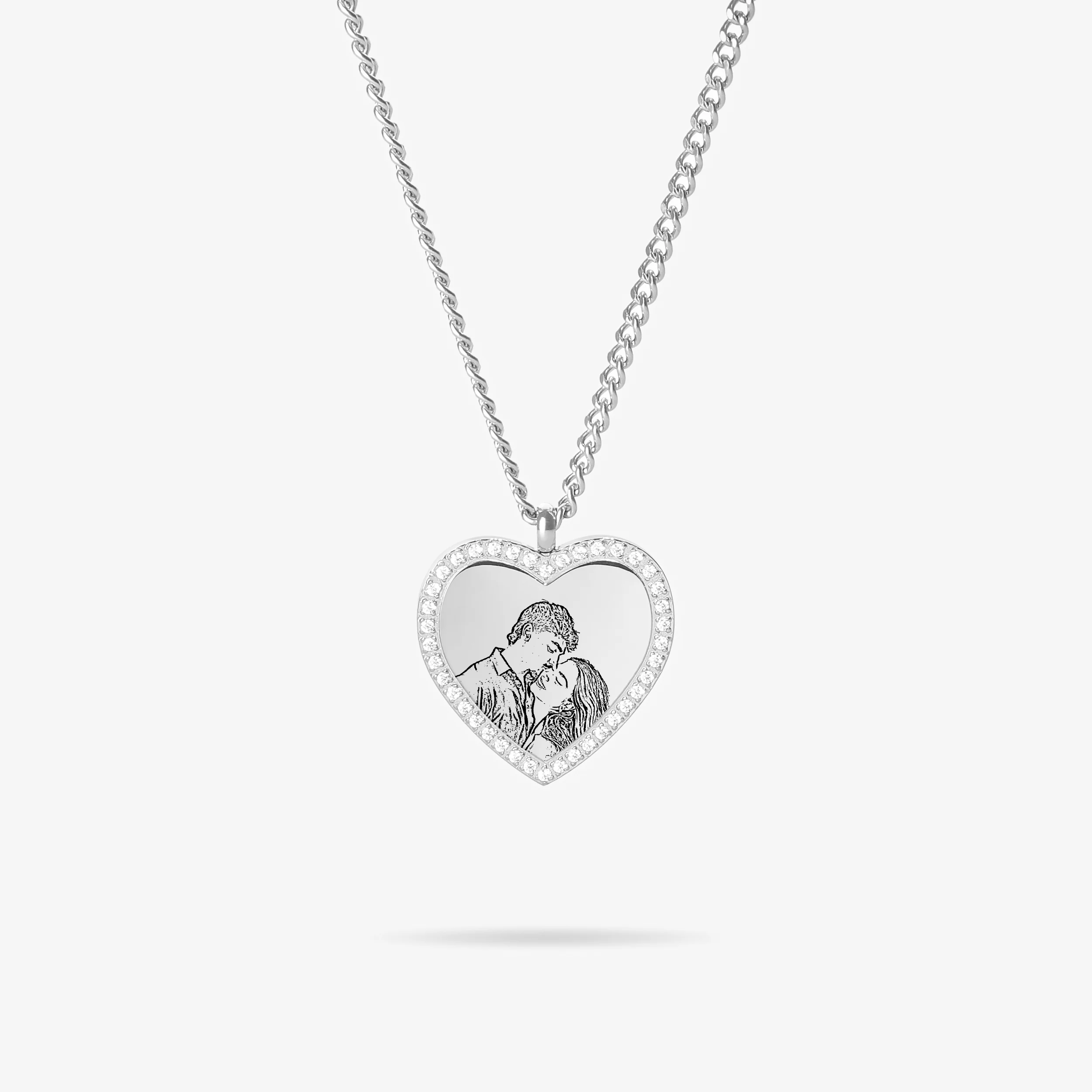Custom Zicornia Heart Necklace - Outline - Silver