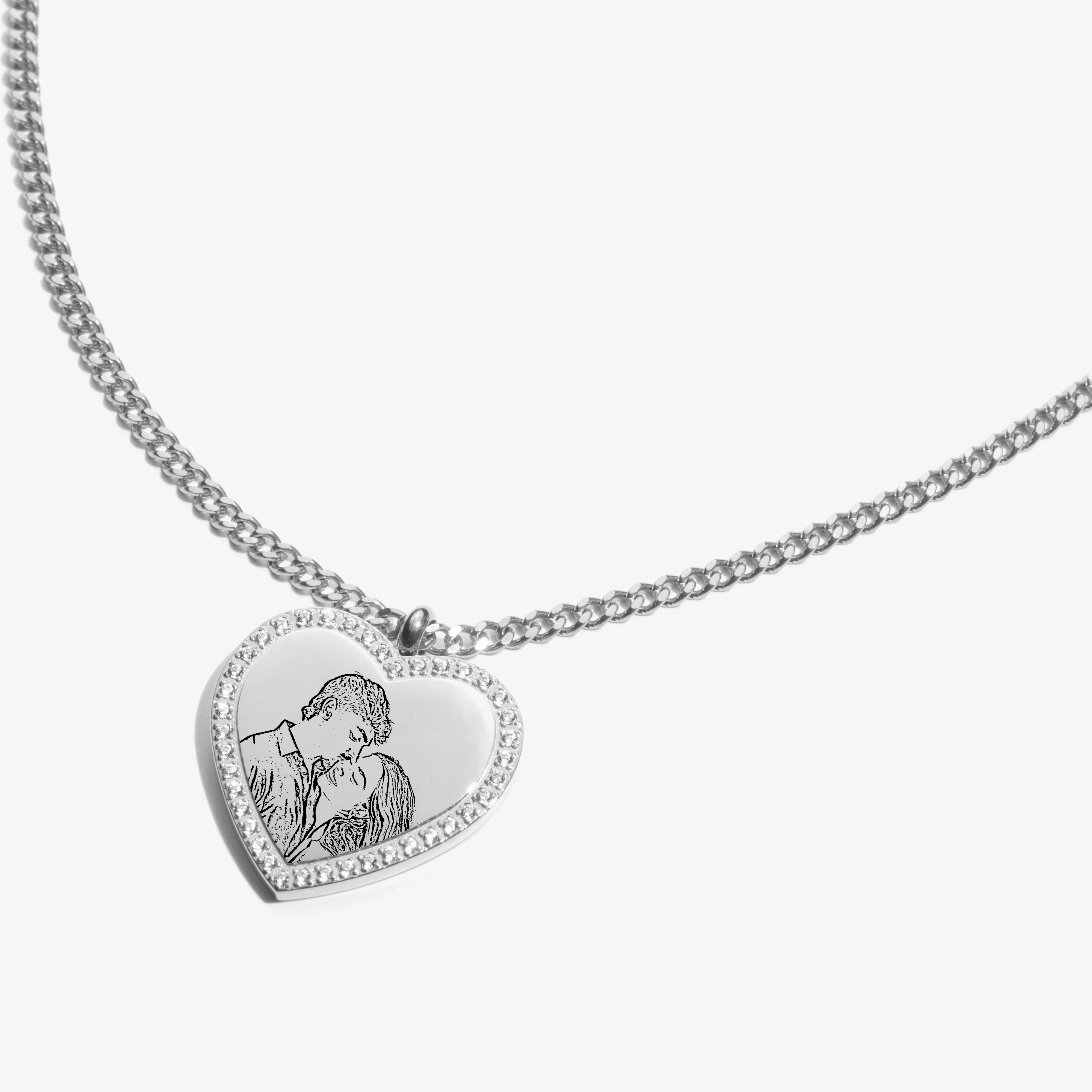 Custom Zicornia Heart Necklace - Outline - Silver - Image 3