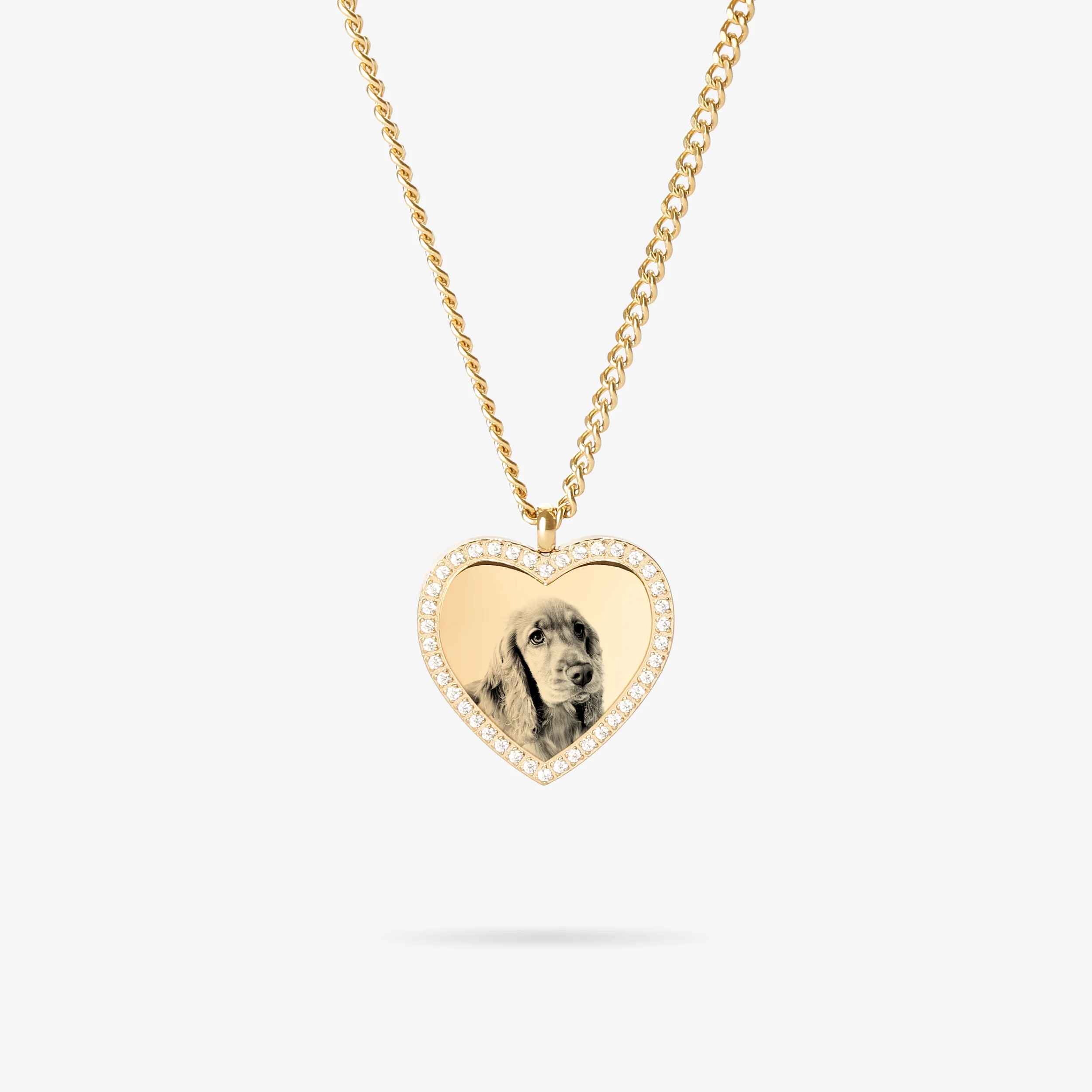 Custom Zicornia Heart Necklace - Pet Image - Gold