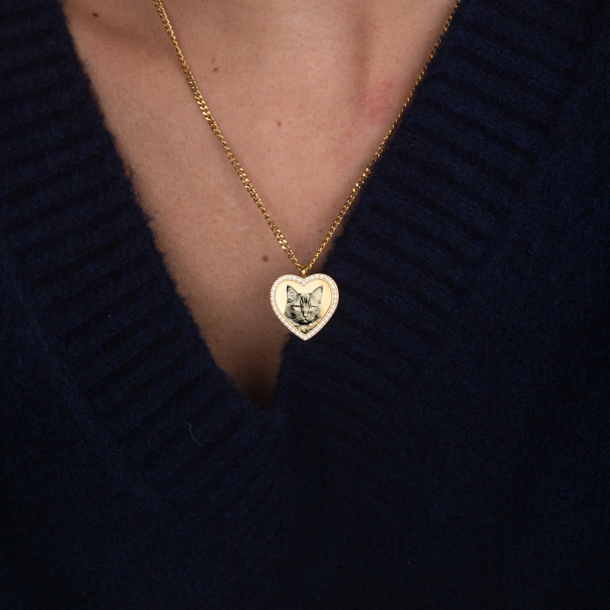 Custom Zicornia Heart Necklace - Pet Image - Gold - Image 2