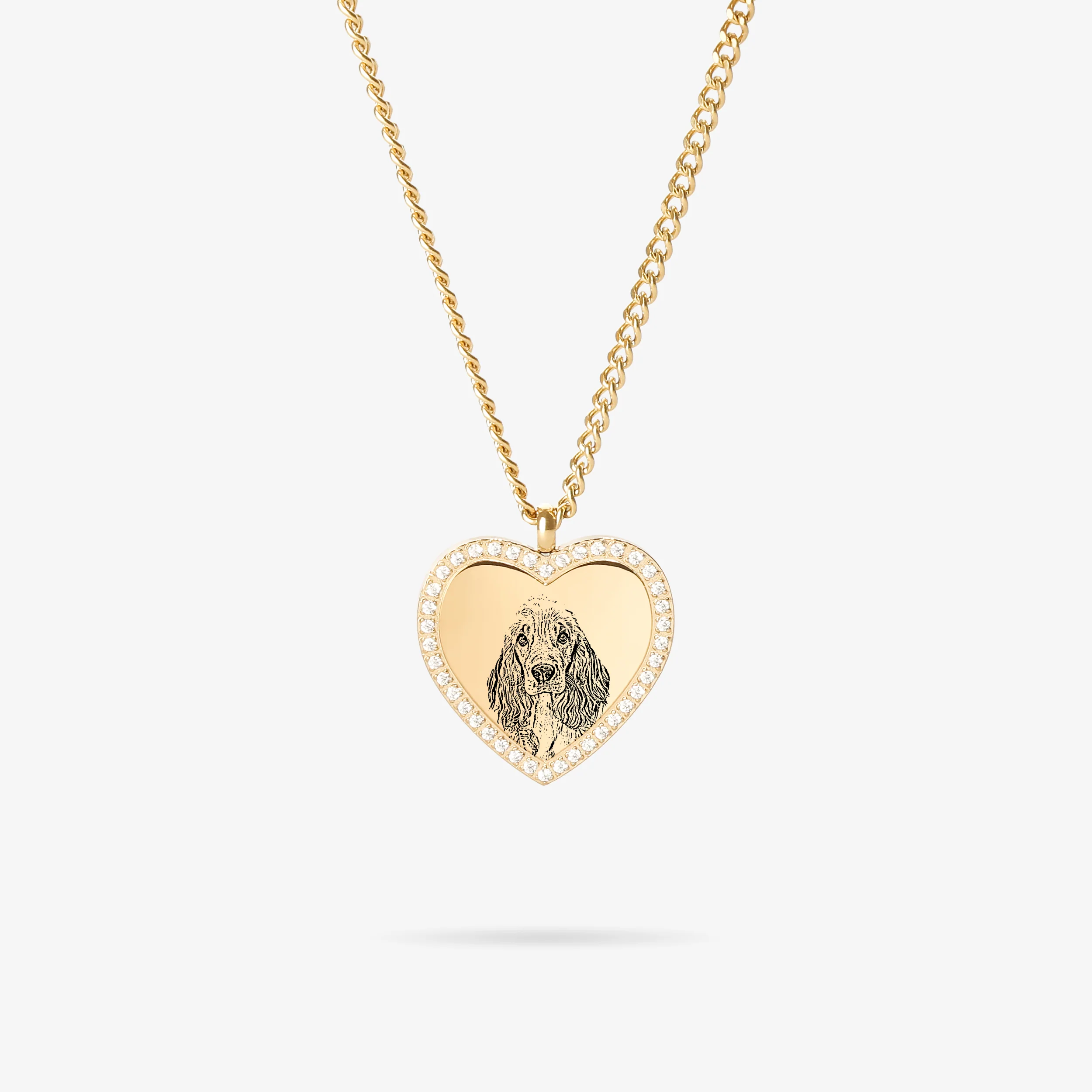Custom Zicornia Heart Necklace - Pet Outline - Gold