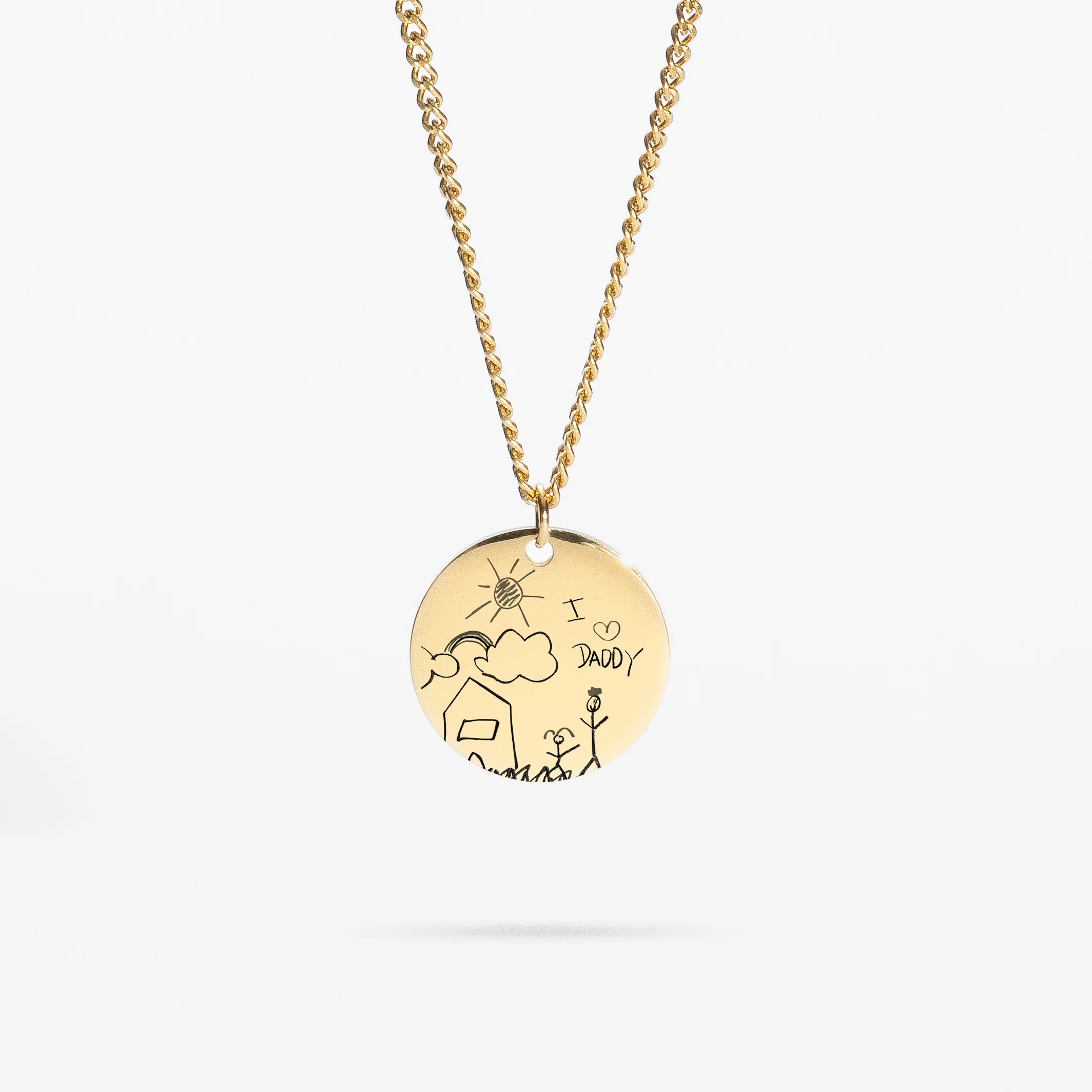 Custom Necklace Child's Drawing - Gold