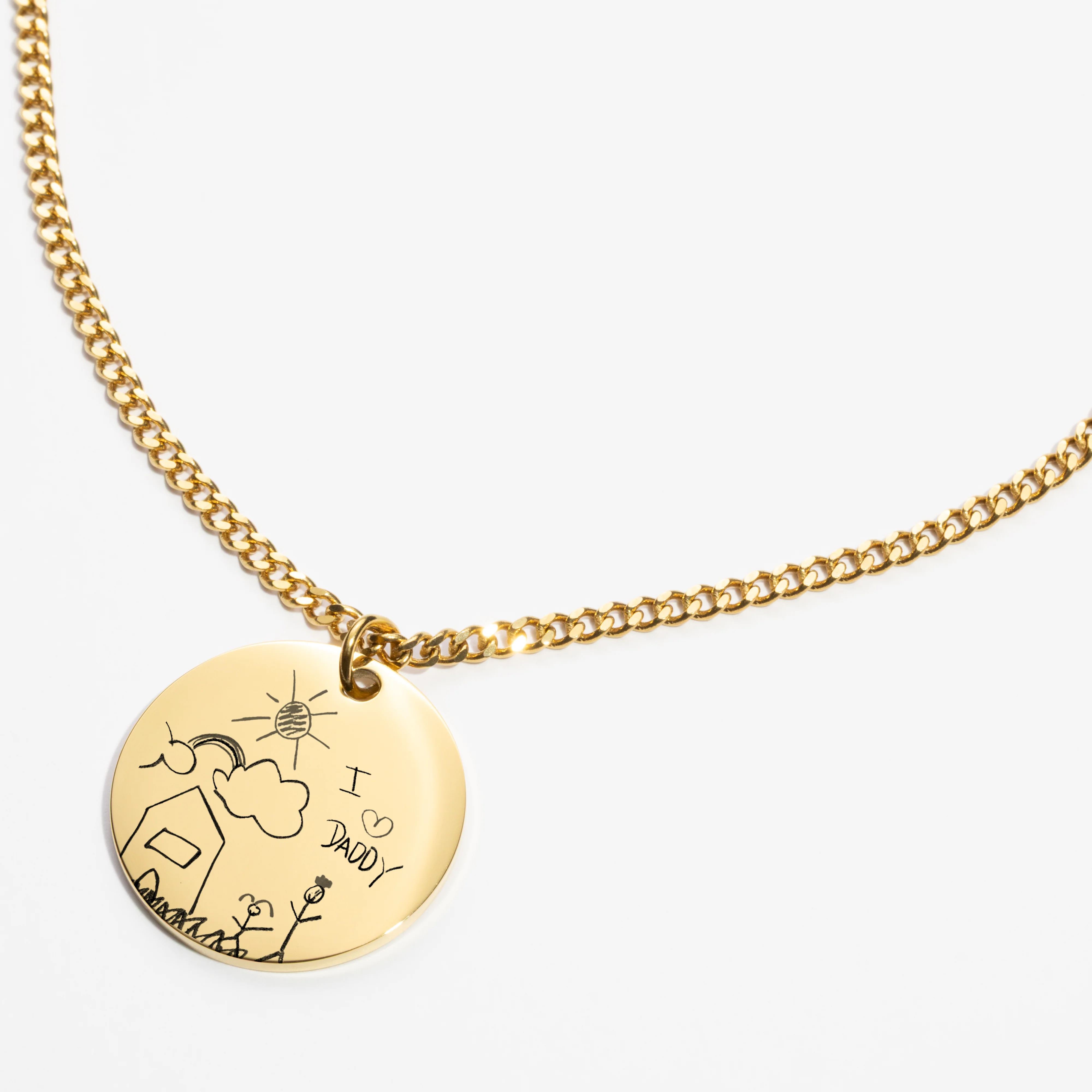 Custom Necklace Child's Drawing - Gold - Image 2
