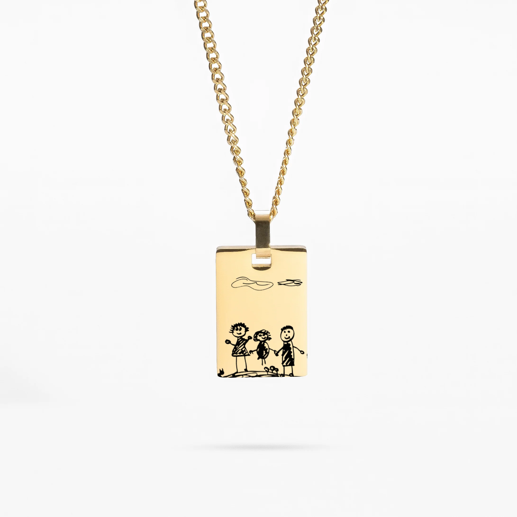 Custom Necklace Child's Drawing - Gold