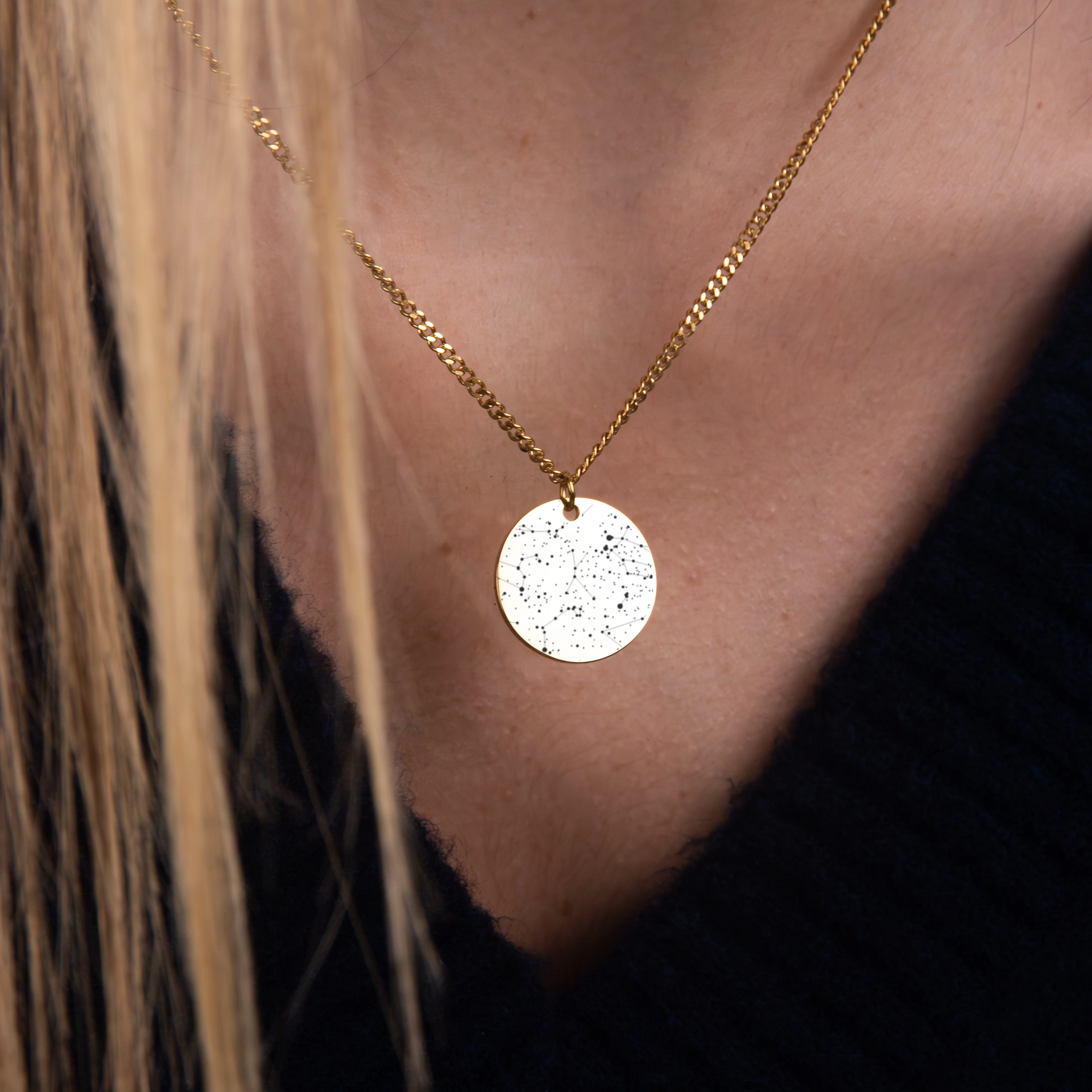 Custom Necklace Star Map - Gold - Image 2