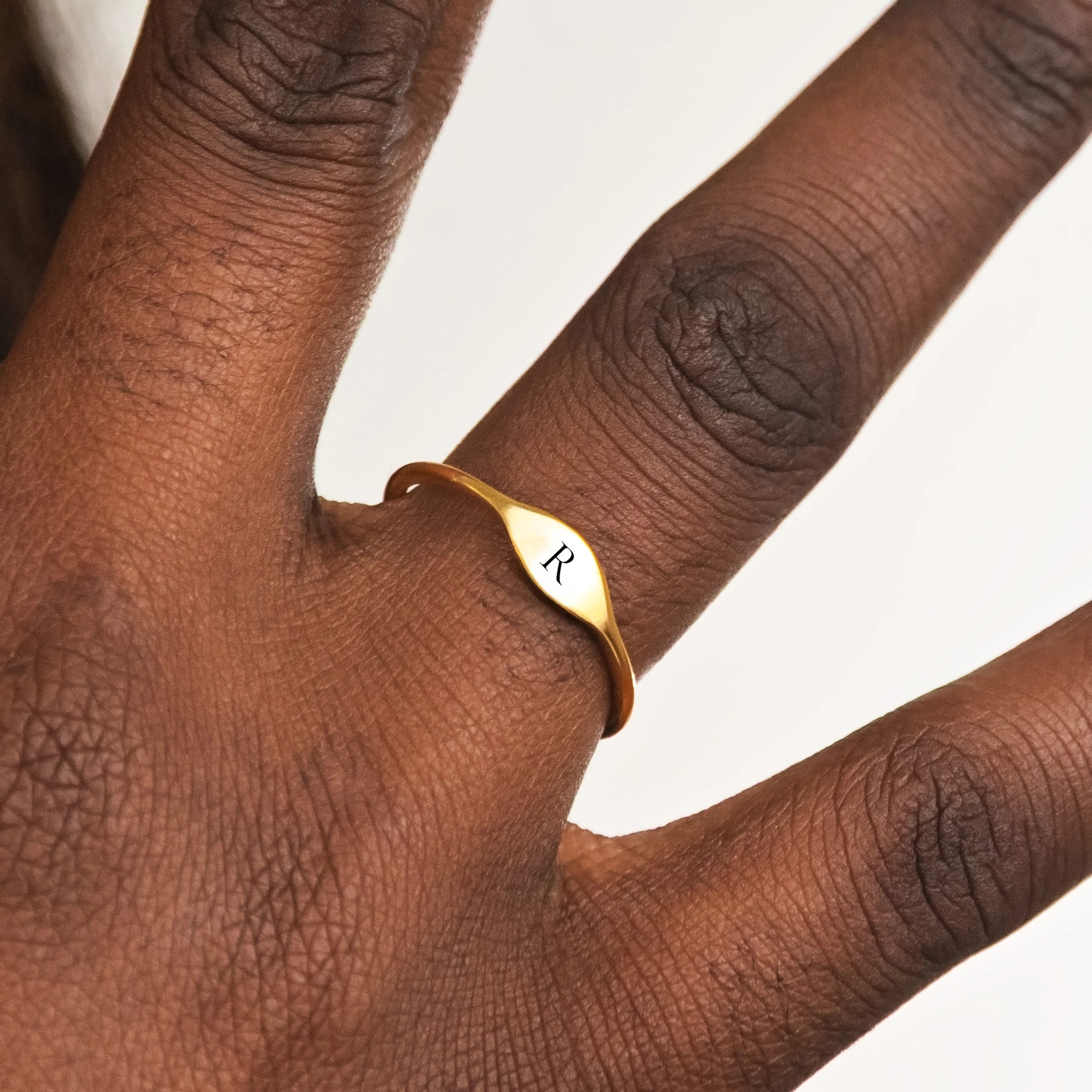 Custom Ring Initial - Gold - Image 3