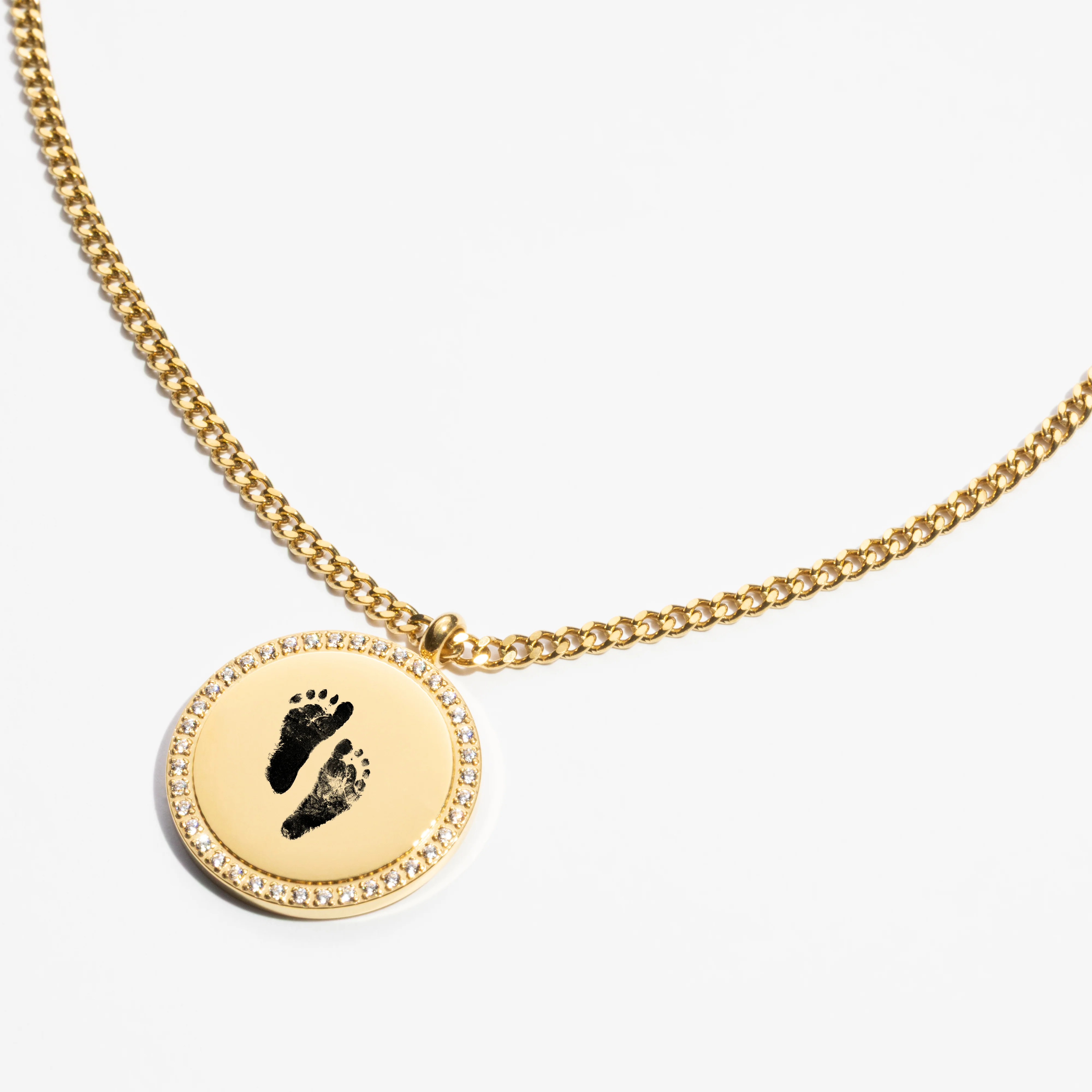 Custom Zicornia Round Necklace - Footprint - Gold - Image 3