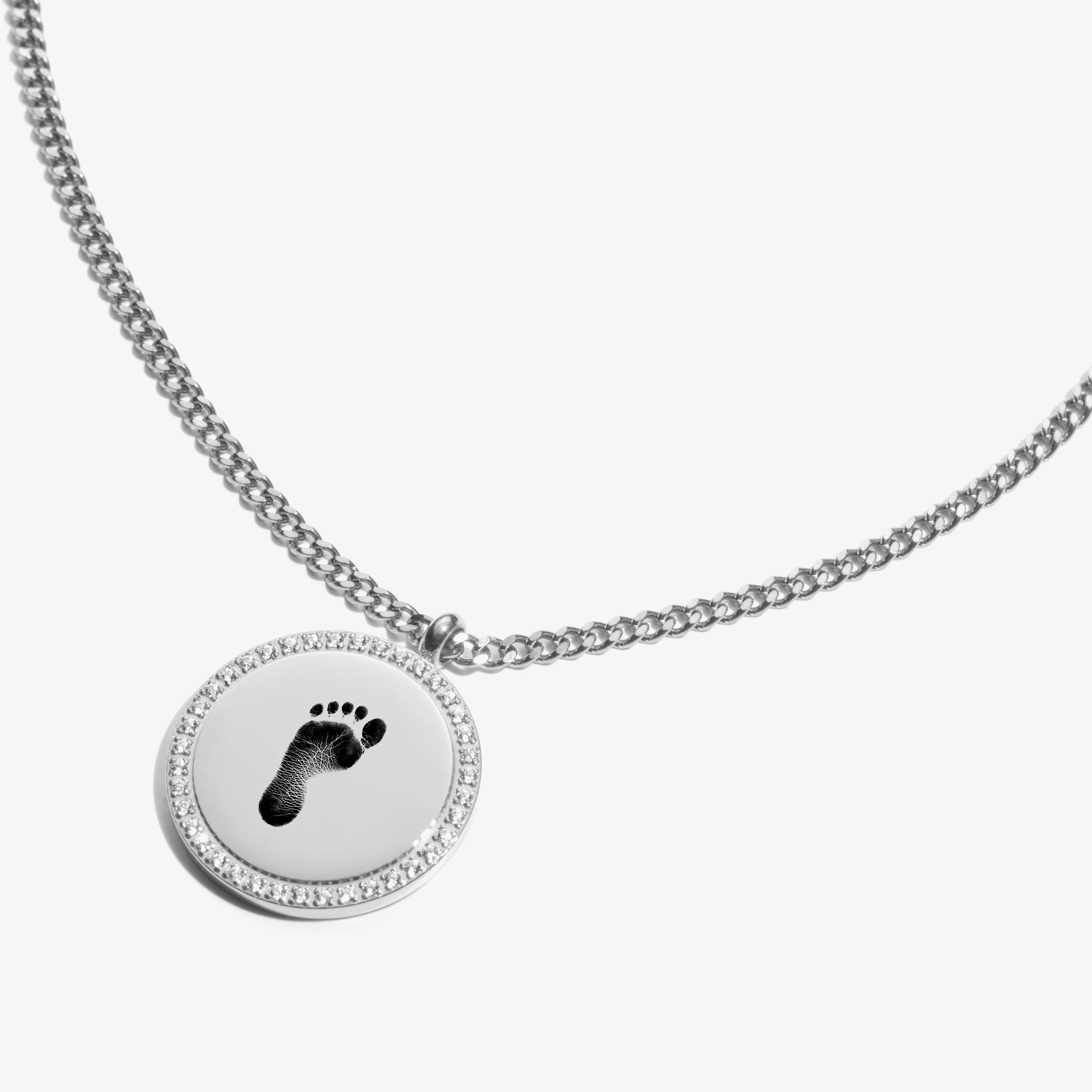 Custom Zicornia Round Necklace - Footprint - Silver - Image 3