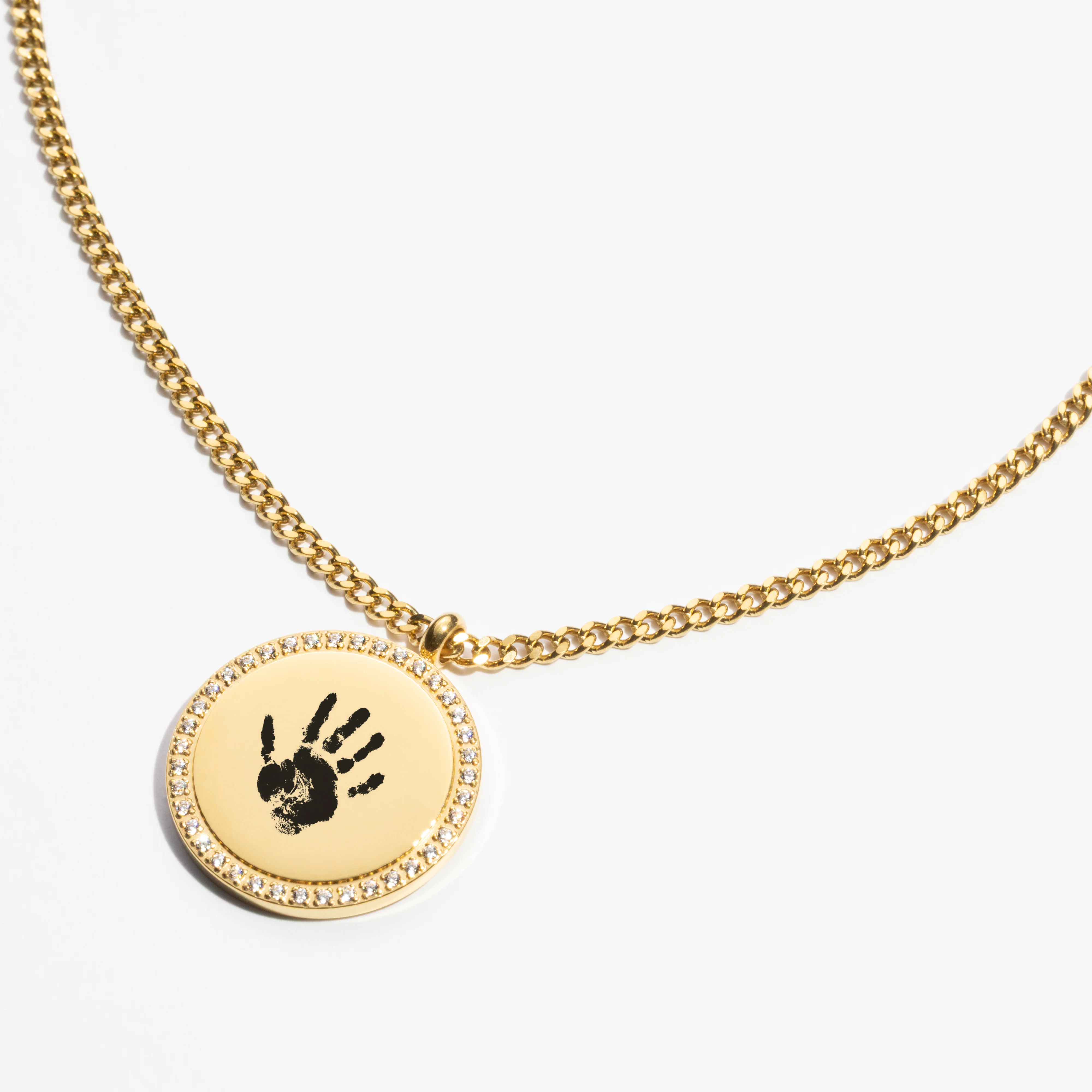 Custom Zicornia Round Necklace - Hand - Gold - Image 3