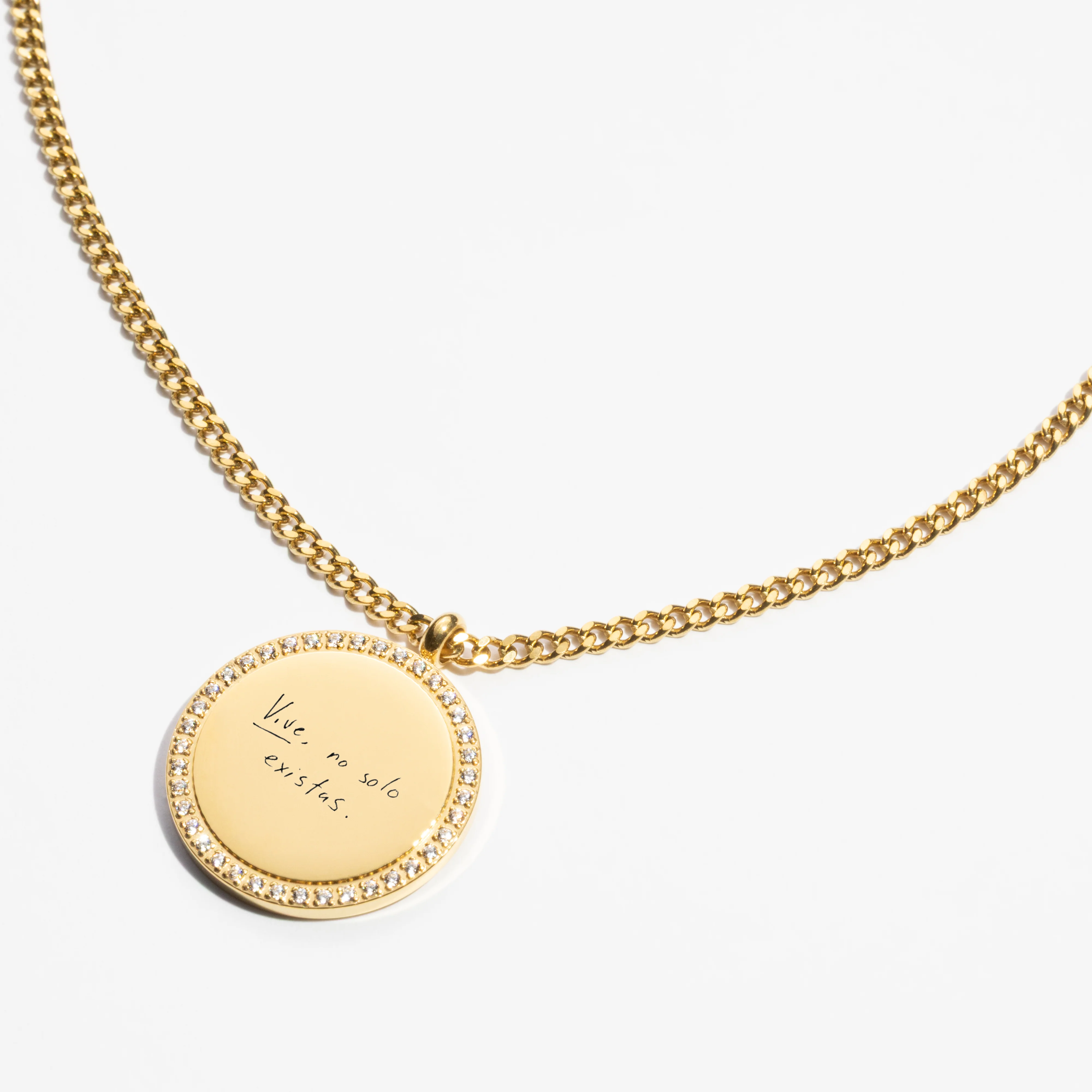 Custom Zicornia Round Necklace - Handwriting - Gold - Image 3