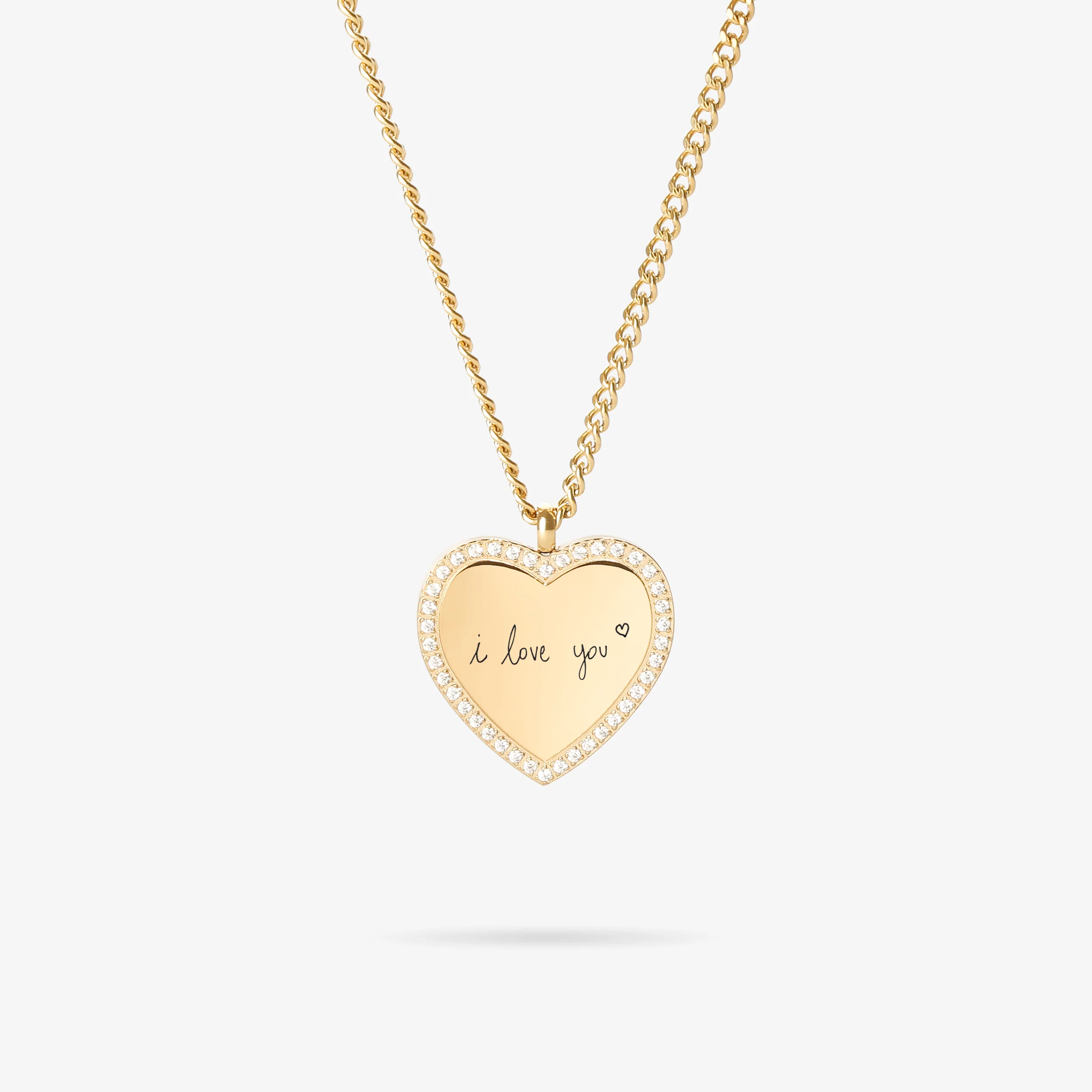 Custom Zicornia Heart Necklace - Handwriting - Gold