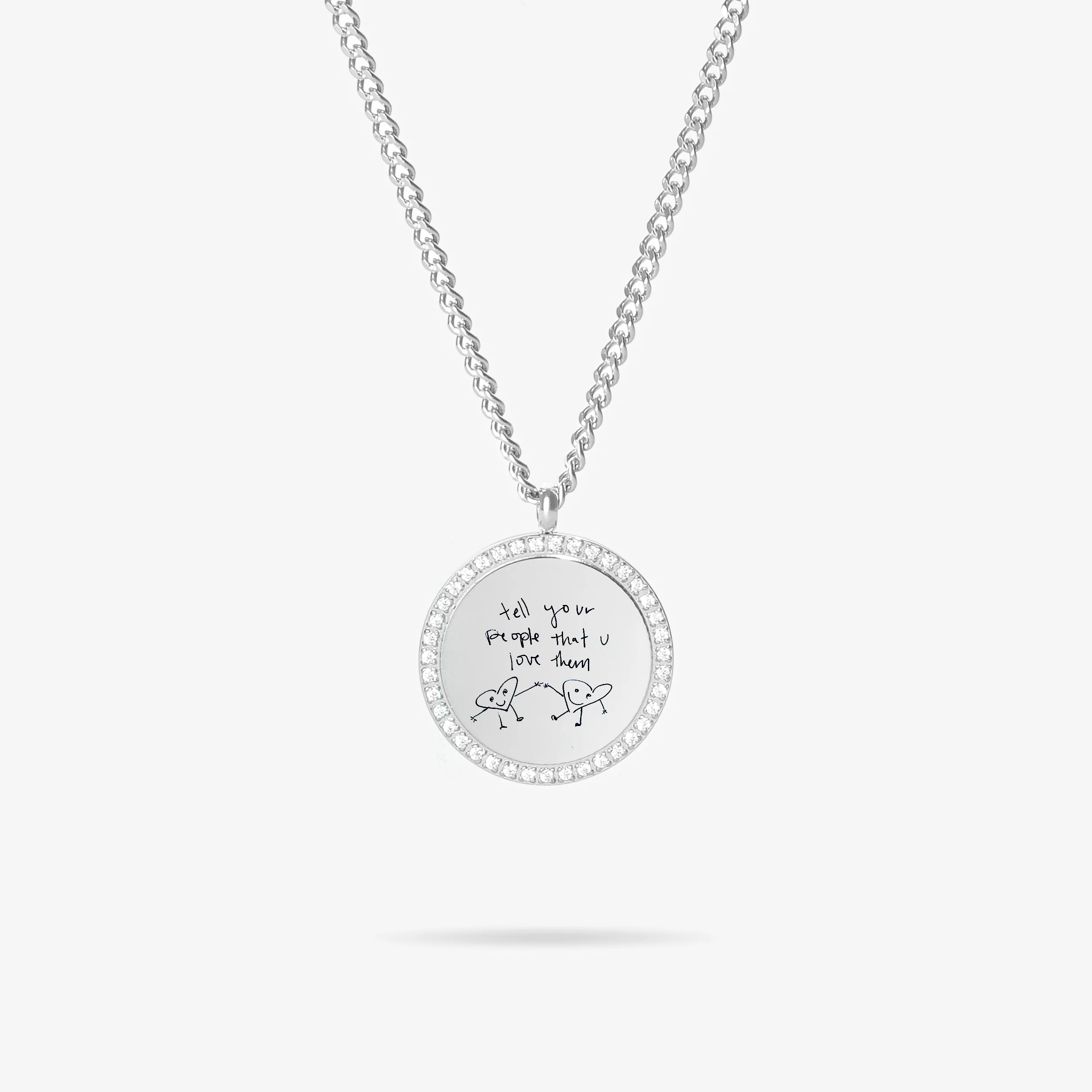 Custom Zicornia Round Necklace - Handwriting - Silver - Zicornia