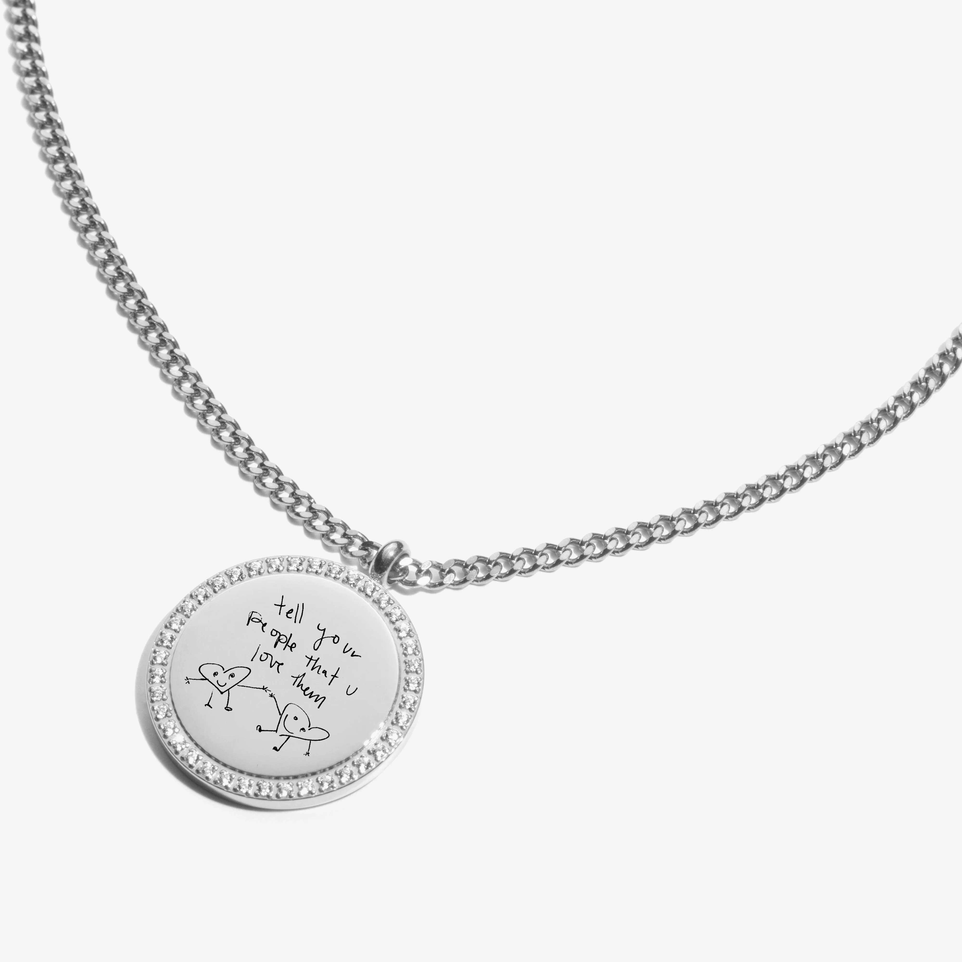 Custom Zicornia Round Necklace - Handwriting - Silver - Zicornia - Image 3