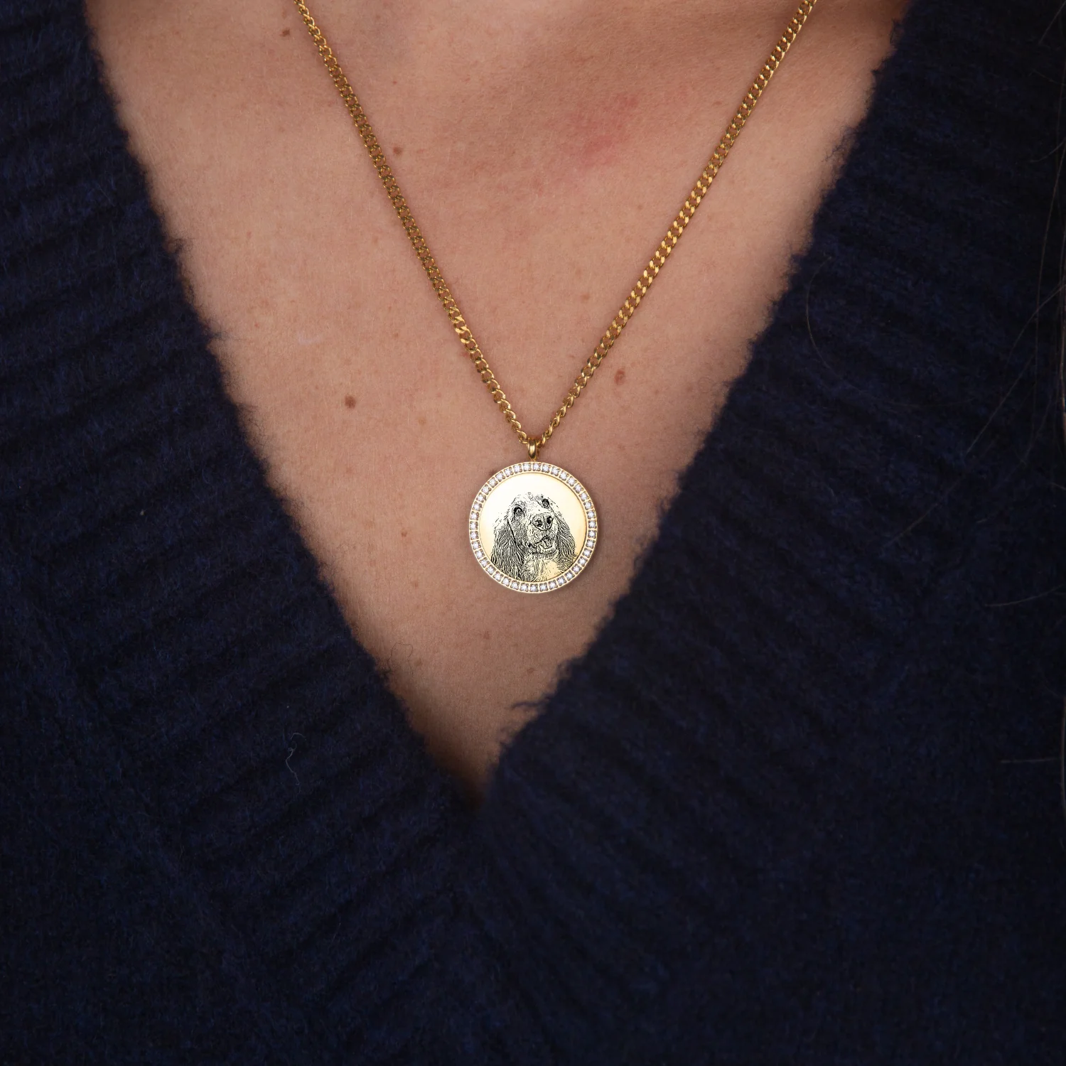 Custom Zicornia Round Necklace - Pet Outline - Gold - Image 2