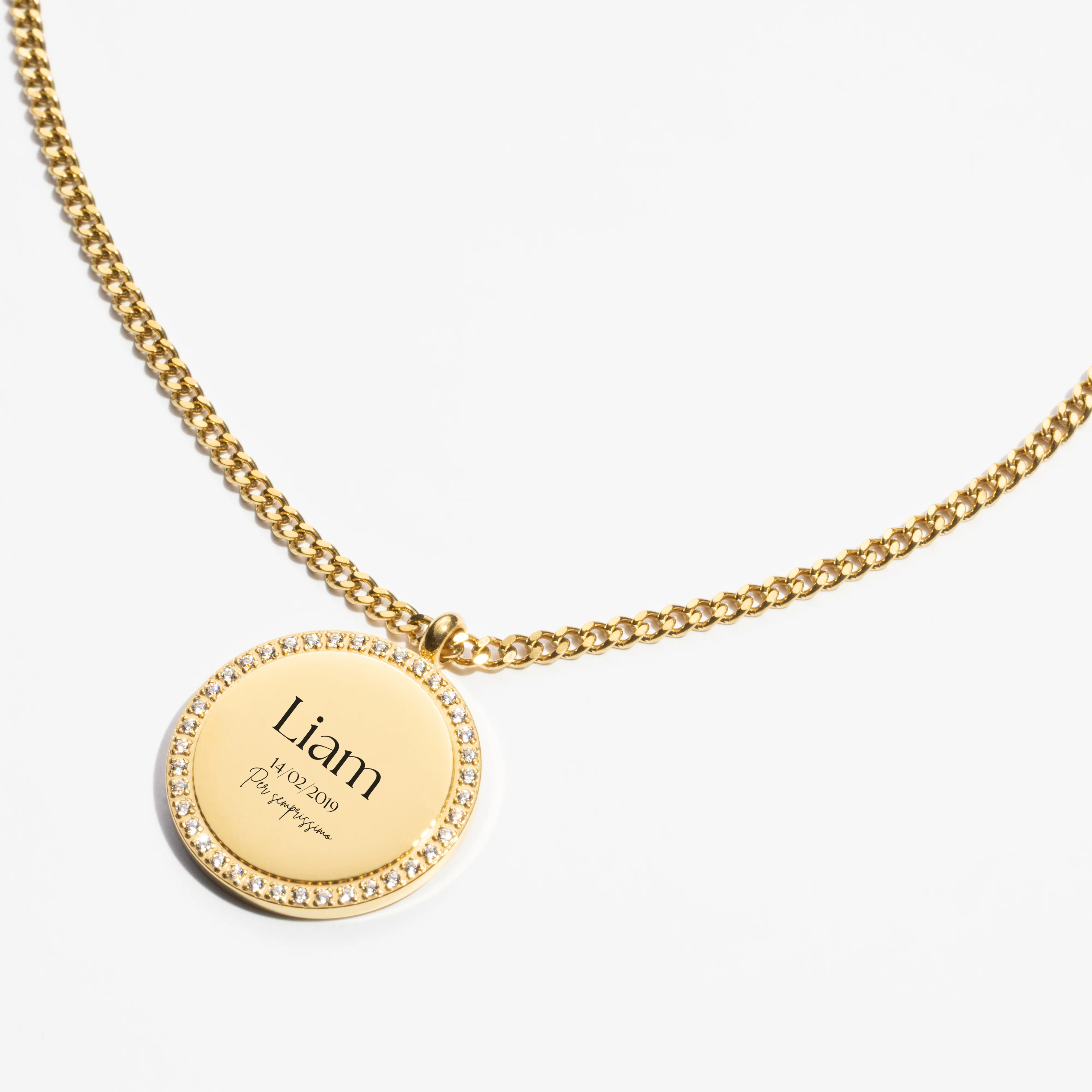 Custom Zicornia Round Necklace - Special Text - Gold - Image 3