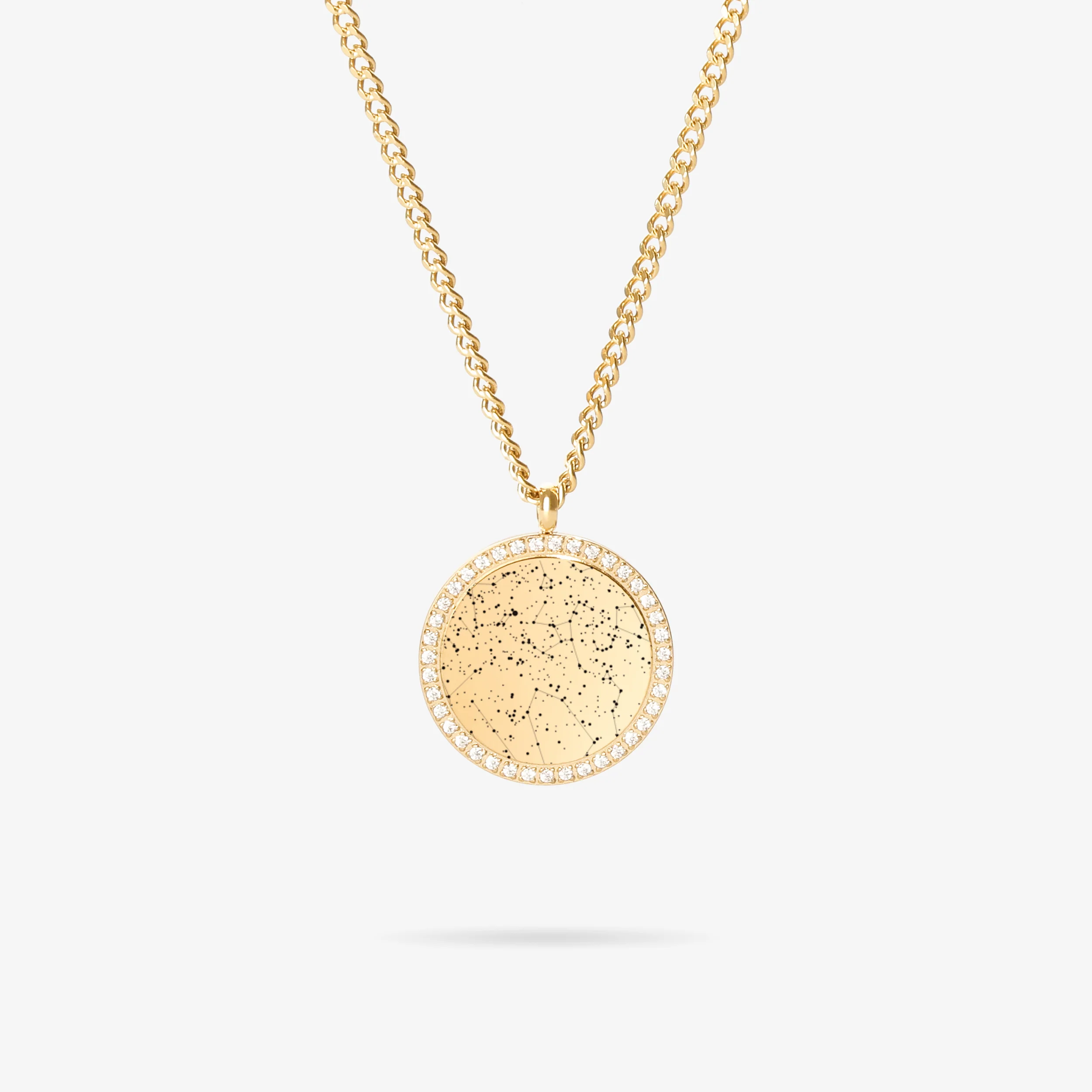 Custom Zicornia Round Necklace - Starmap - Gold