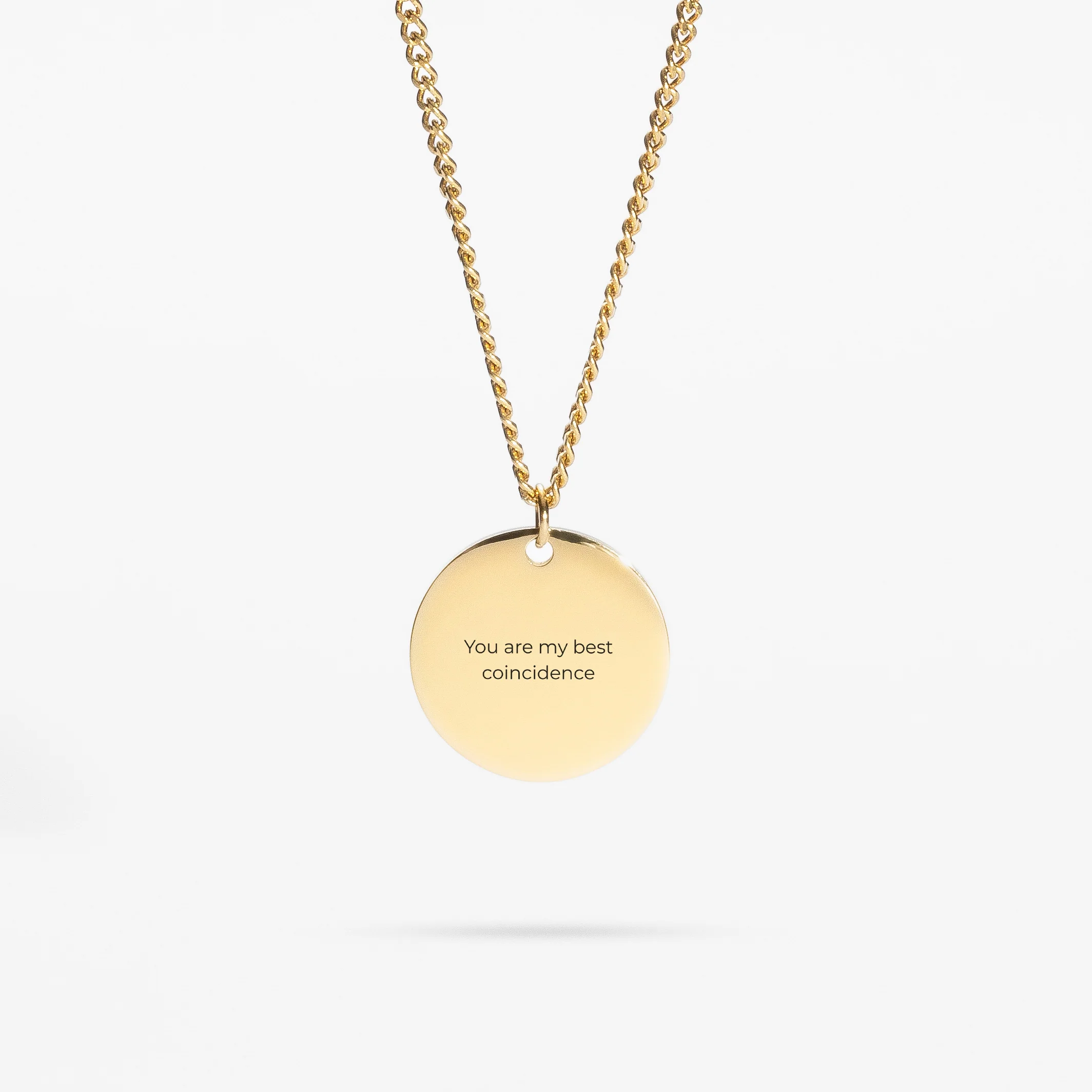 Custom Round Necklace Text - Gold