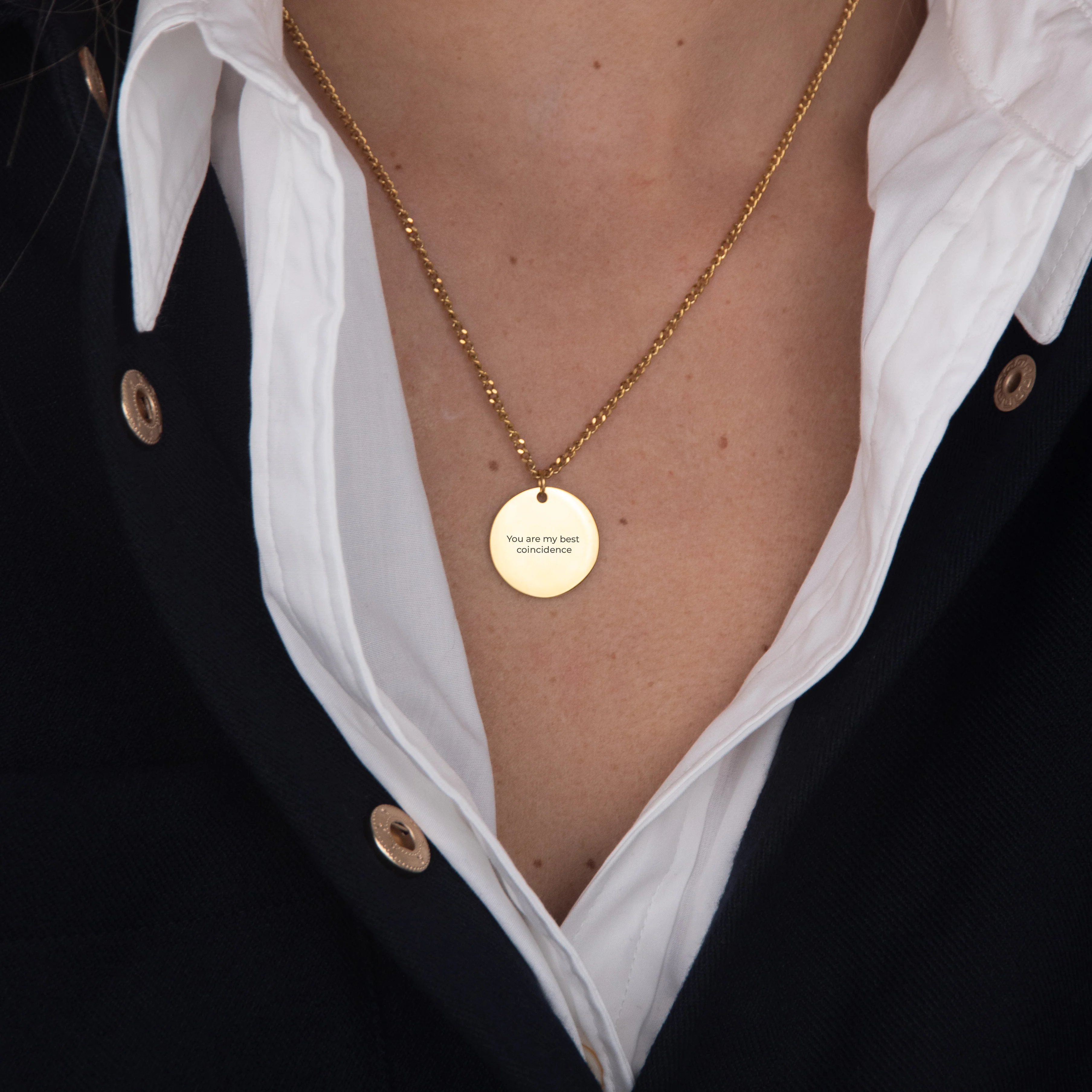 Custom Round Necklace Text - Gold - Image 2