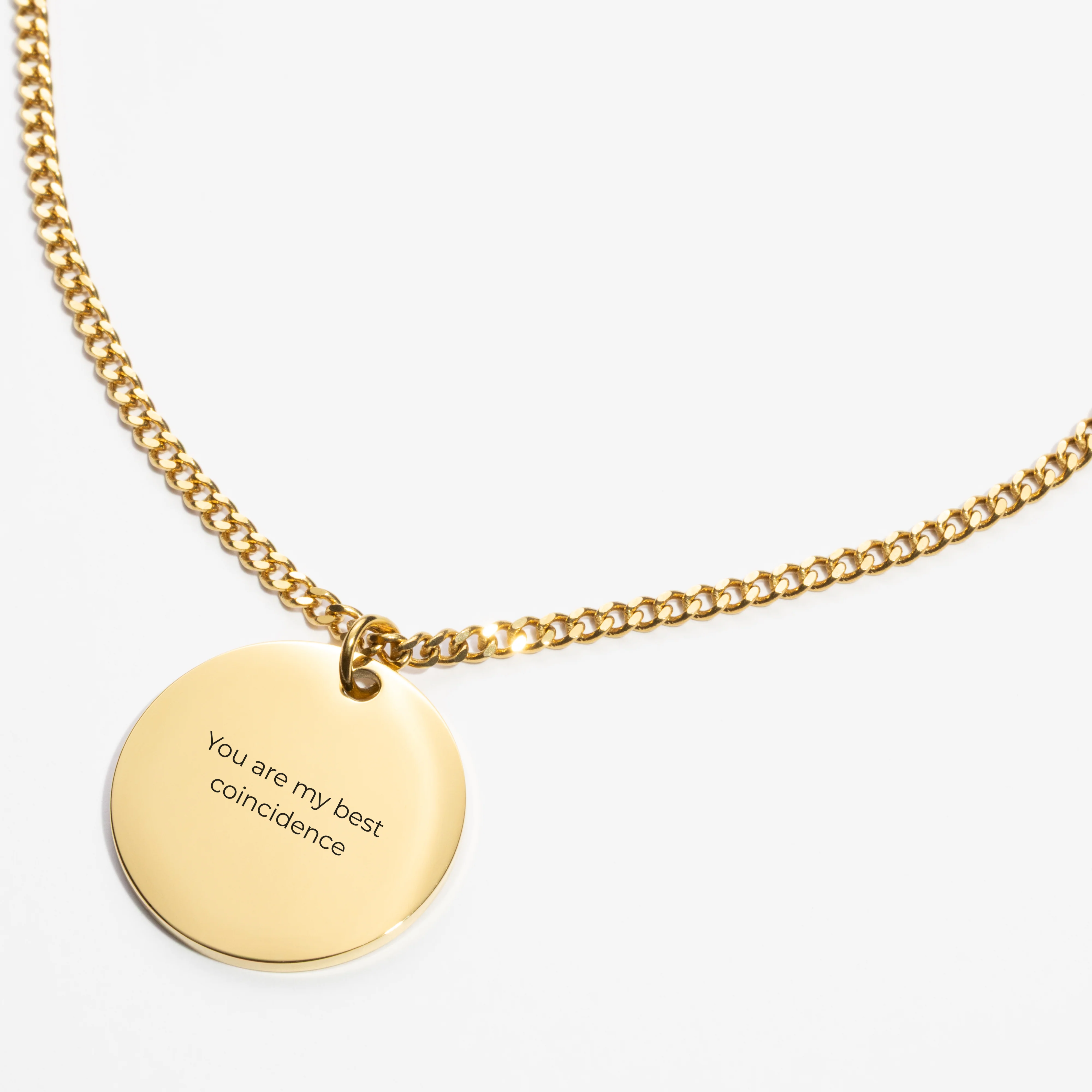 Custom Round Necklace Text - Gold - Image 3