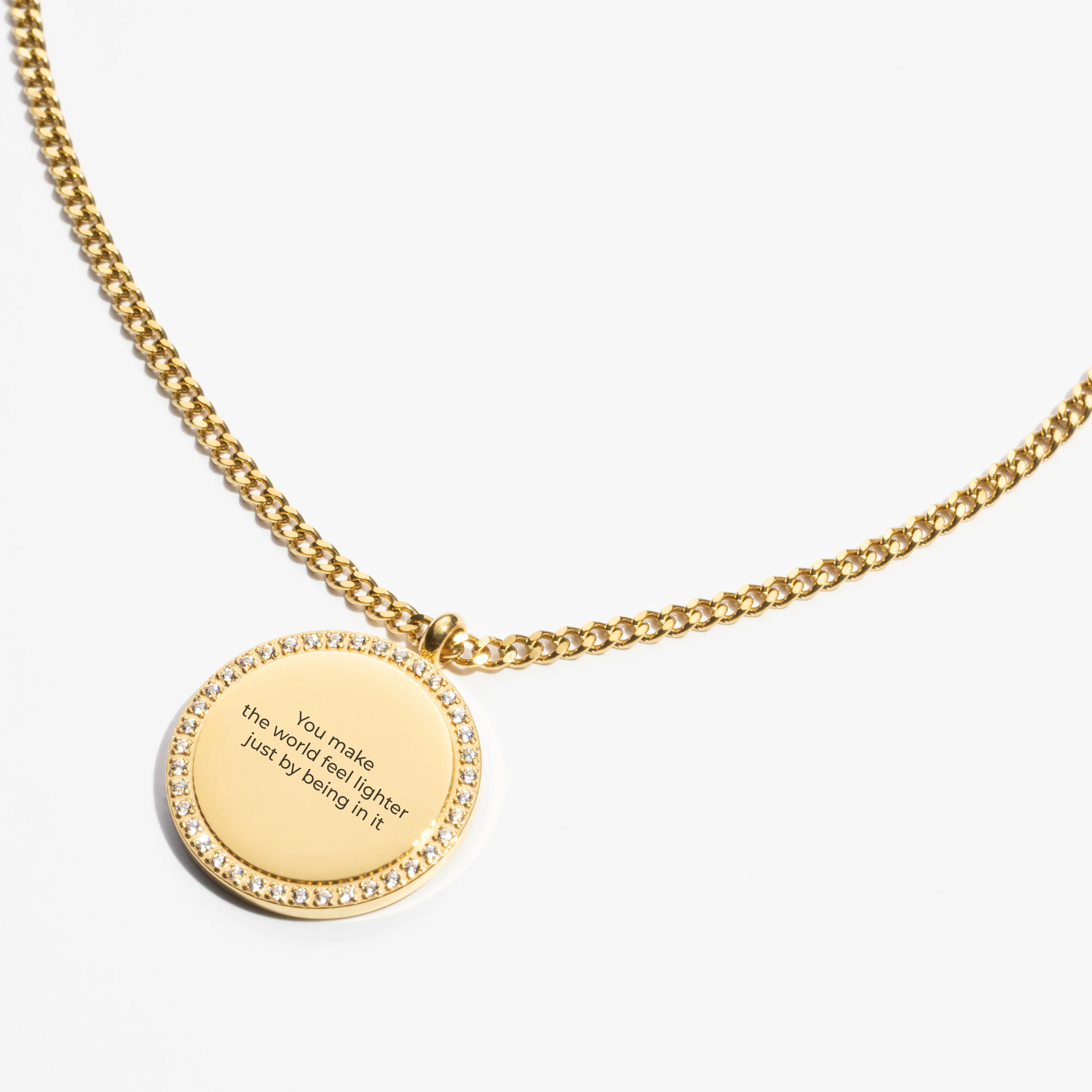 Custom Zicornia Round Necklace - Text - Gold - Image 3