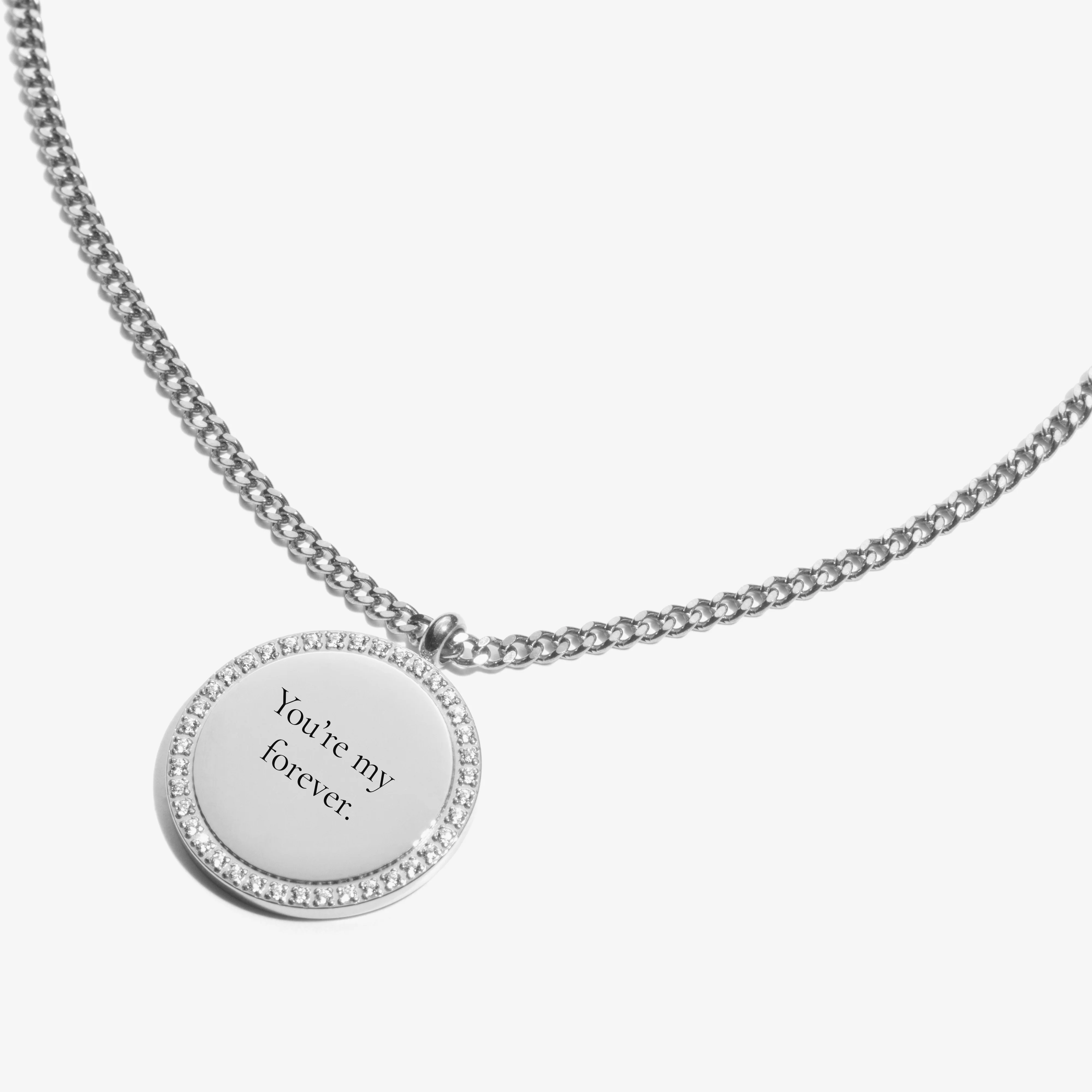 Custom Zicornia Round Necklace - Text - Silver - Image 3