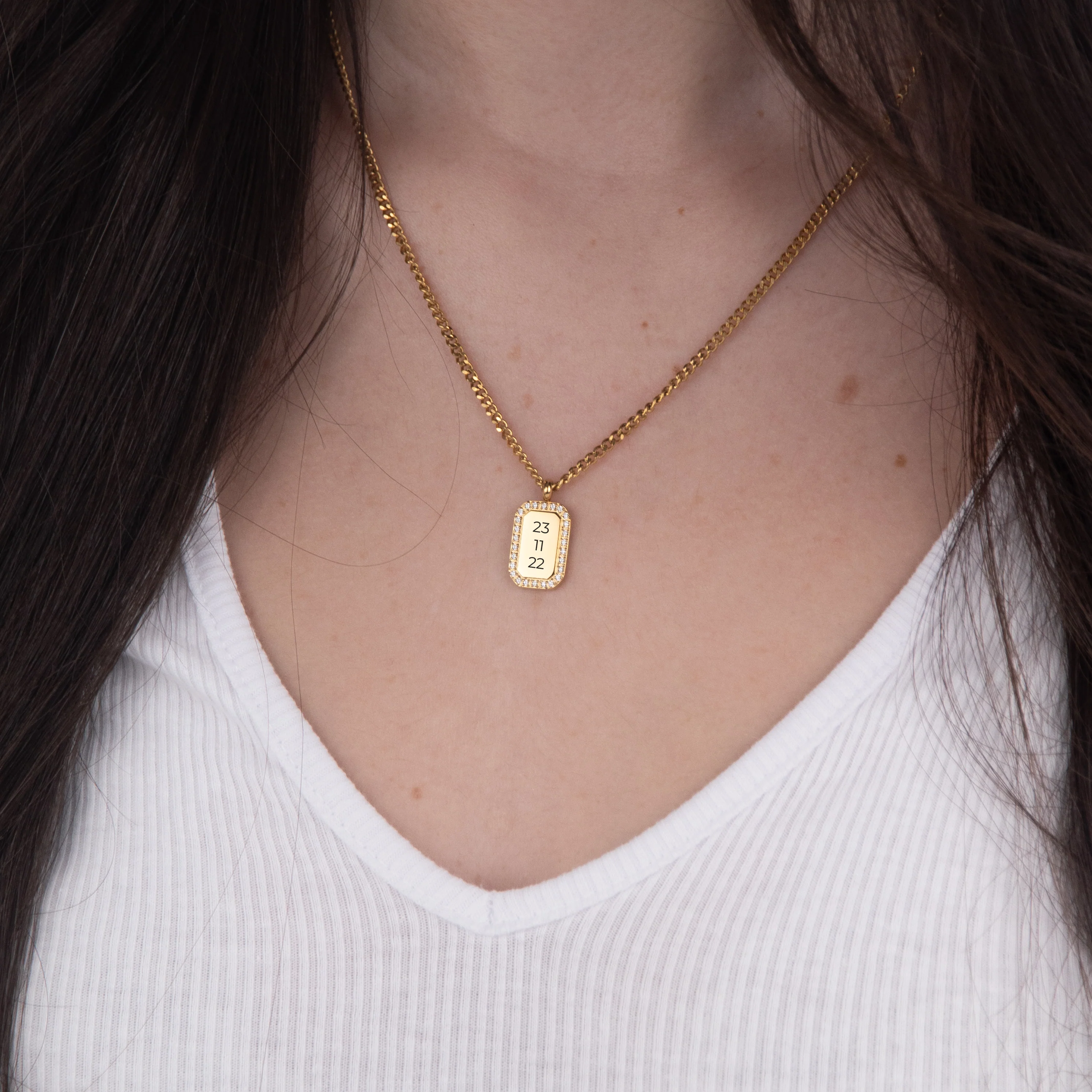 Custom Zicornia Square Necklace - Text - Gold - Image 2