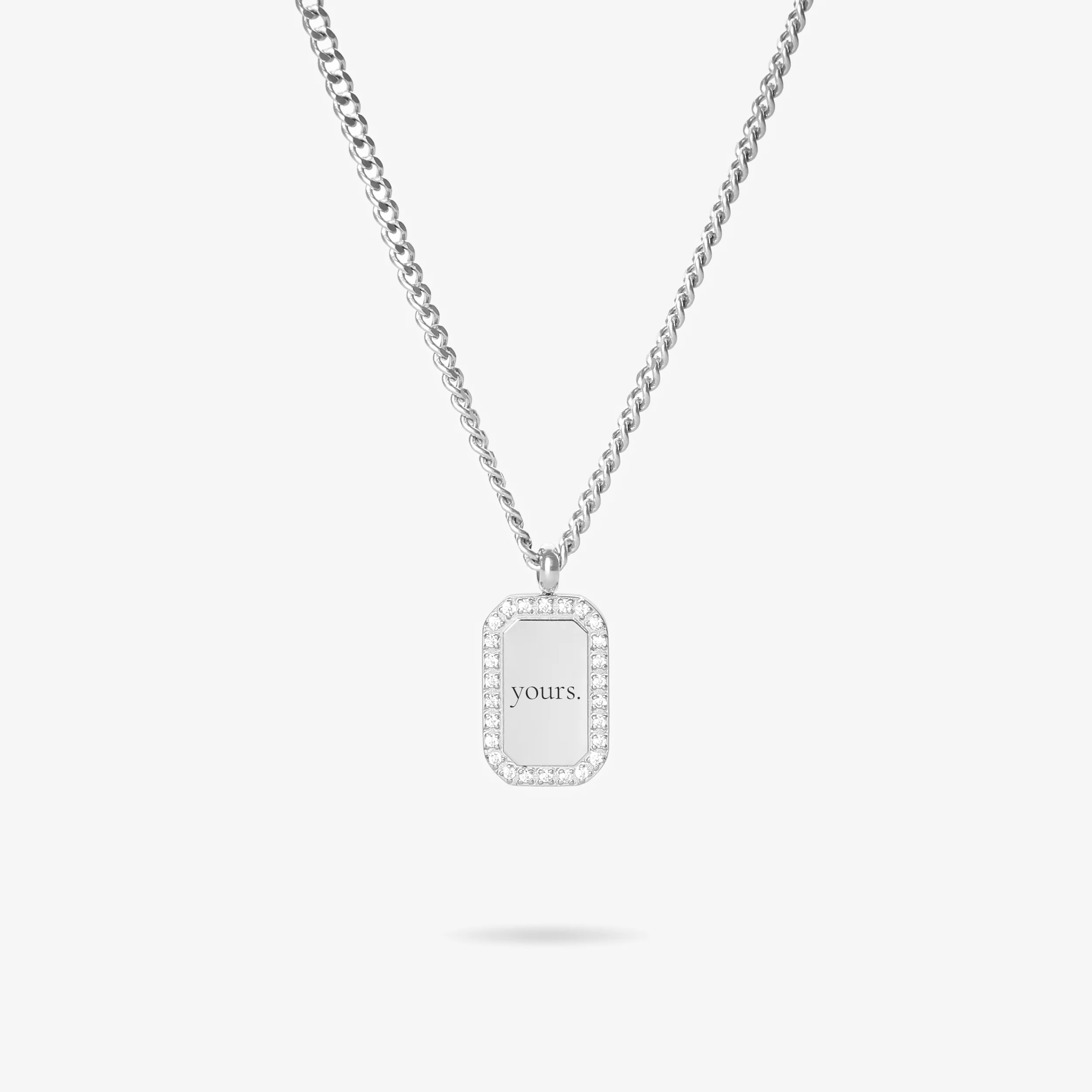 Custom Zicornia Square Necklace - Text - Silver