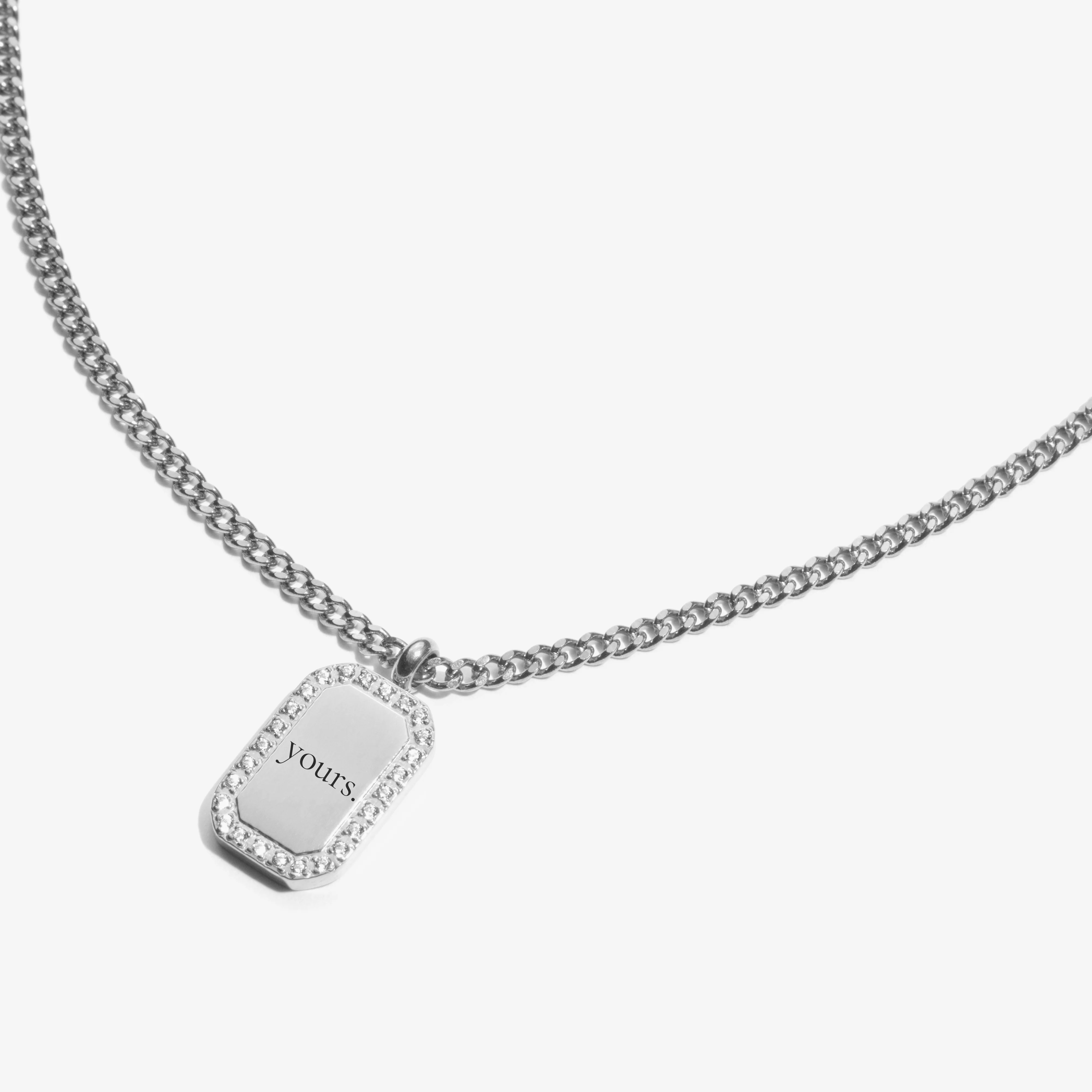 Custom Zicornia Square Necklace - Text - Silver - Image 3