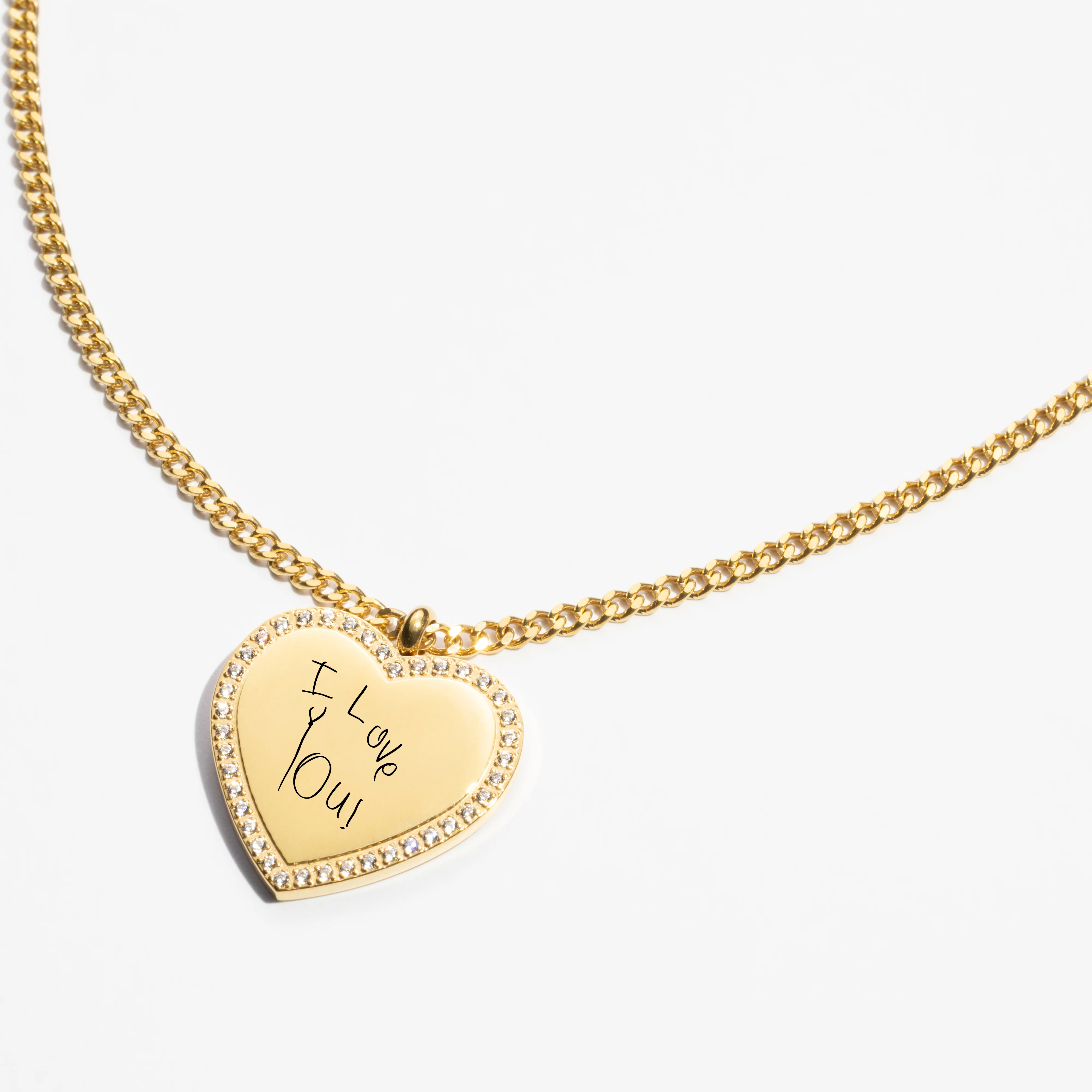 Custom Zicornia Heart Necklace - Handwriting - Gold (mom) - Image 3