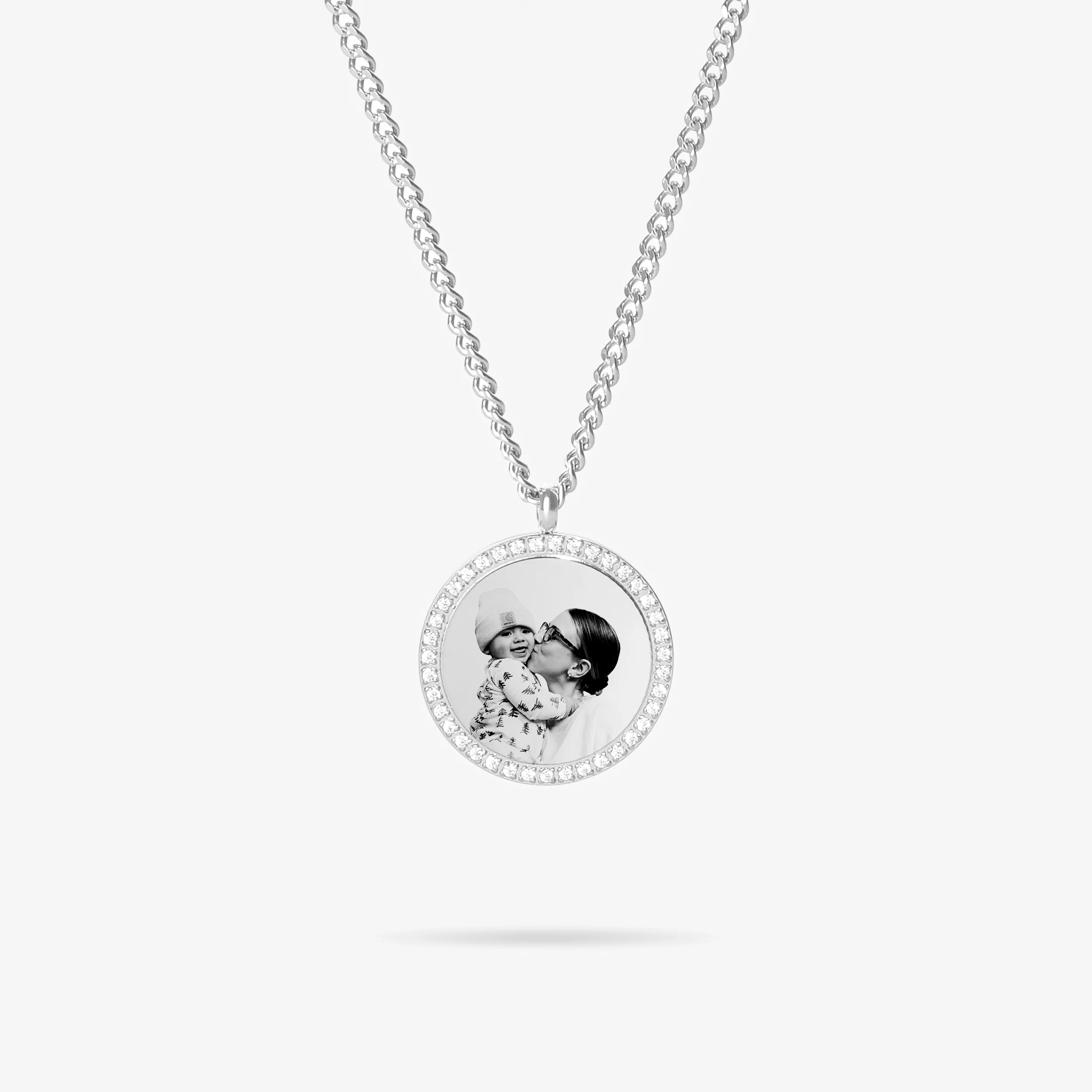 Custom Zicornia Round Necklace - Image - Silver (mom)