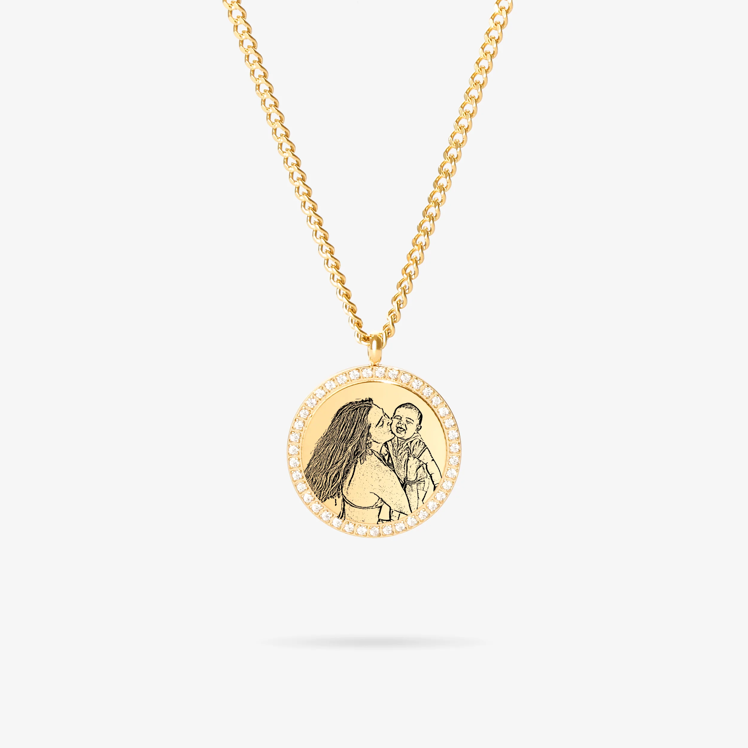Custom Zicornia Round Necklace - Outline - Gold (mom)