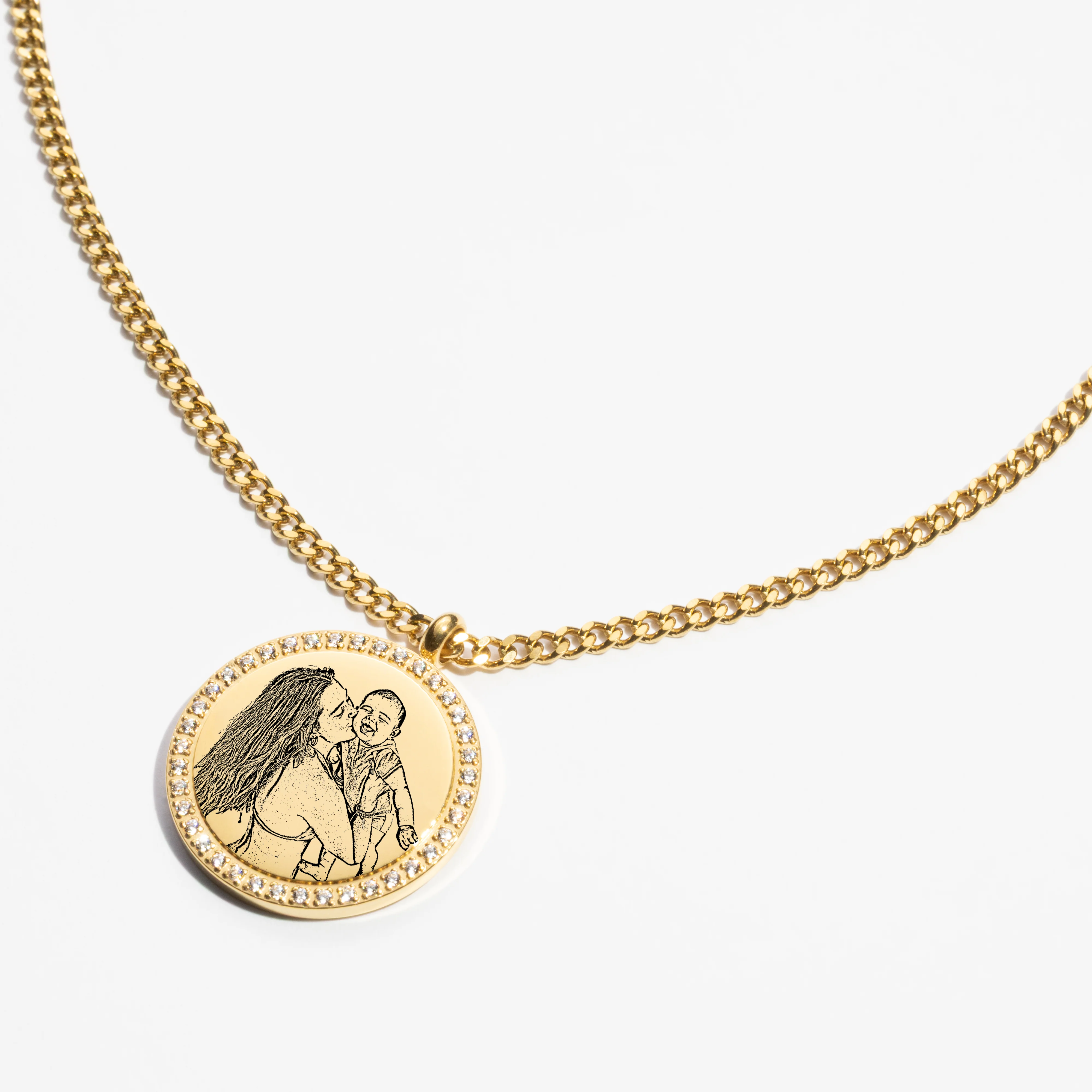 Custom Zicornia Round Necklace - Outline - Gold (mom) - Image 2