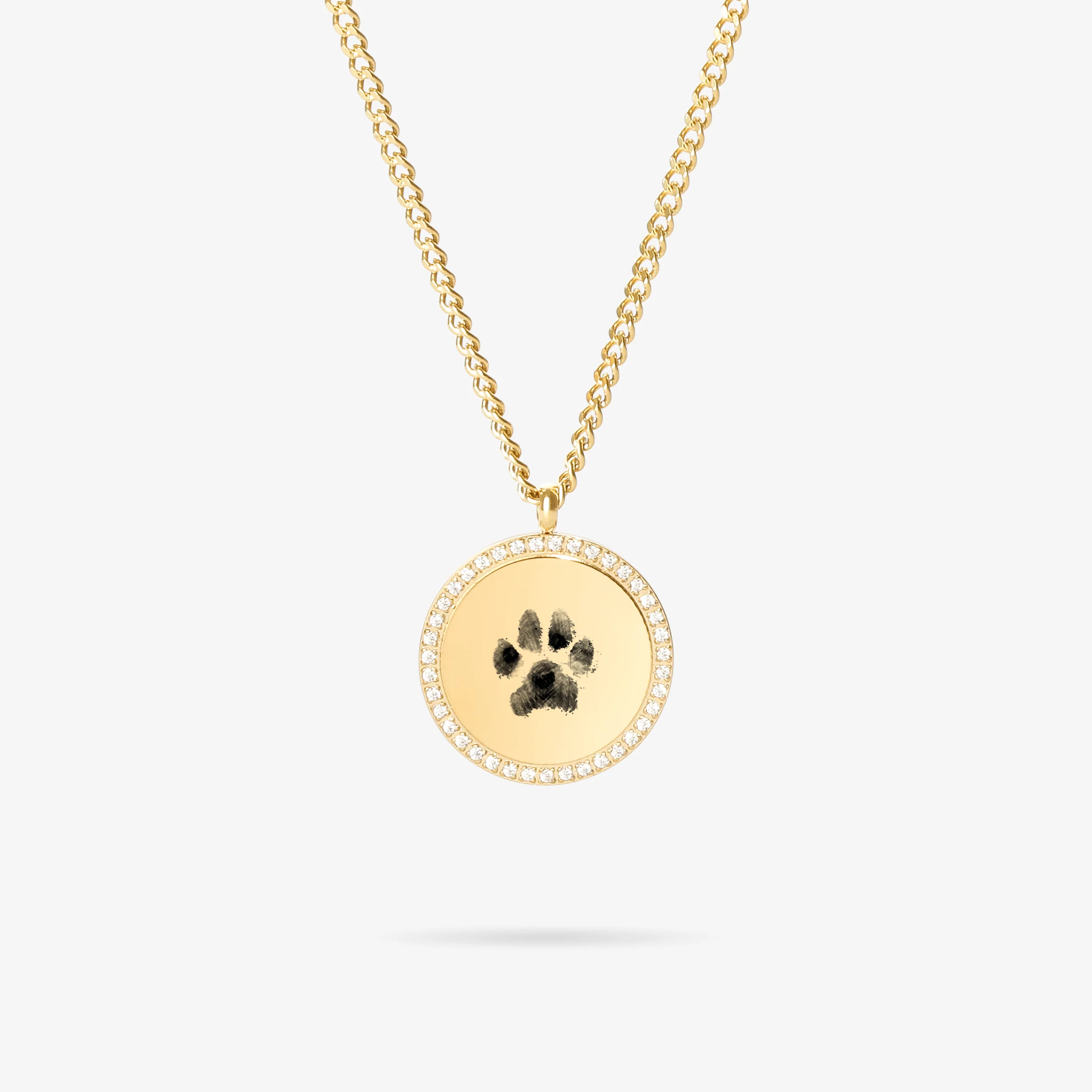 Custom Zicornia Round Necklace - Pawprint - Gold