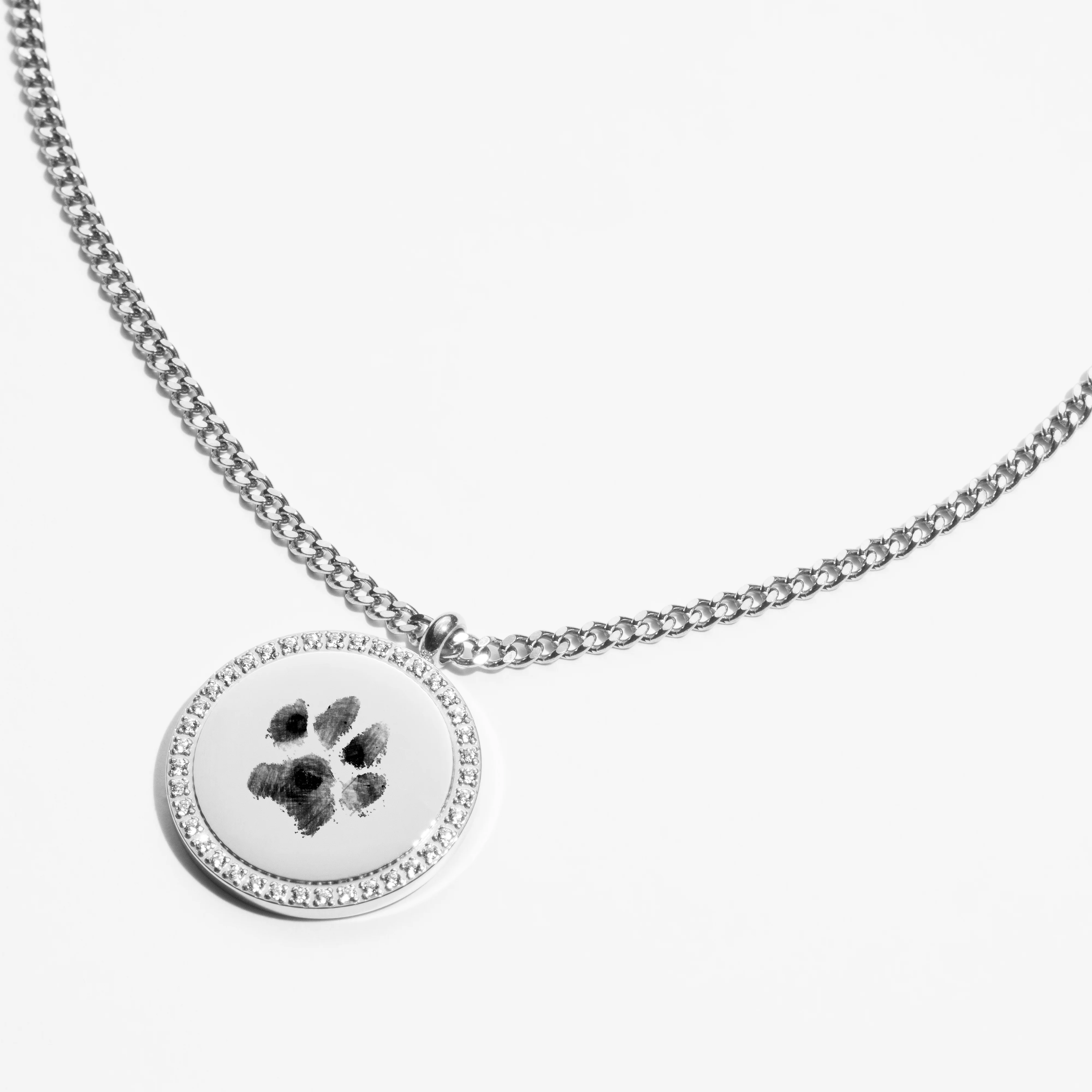Custom Zicornia Round Necklace - Pawprint - Silver - Image 2
