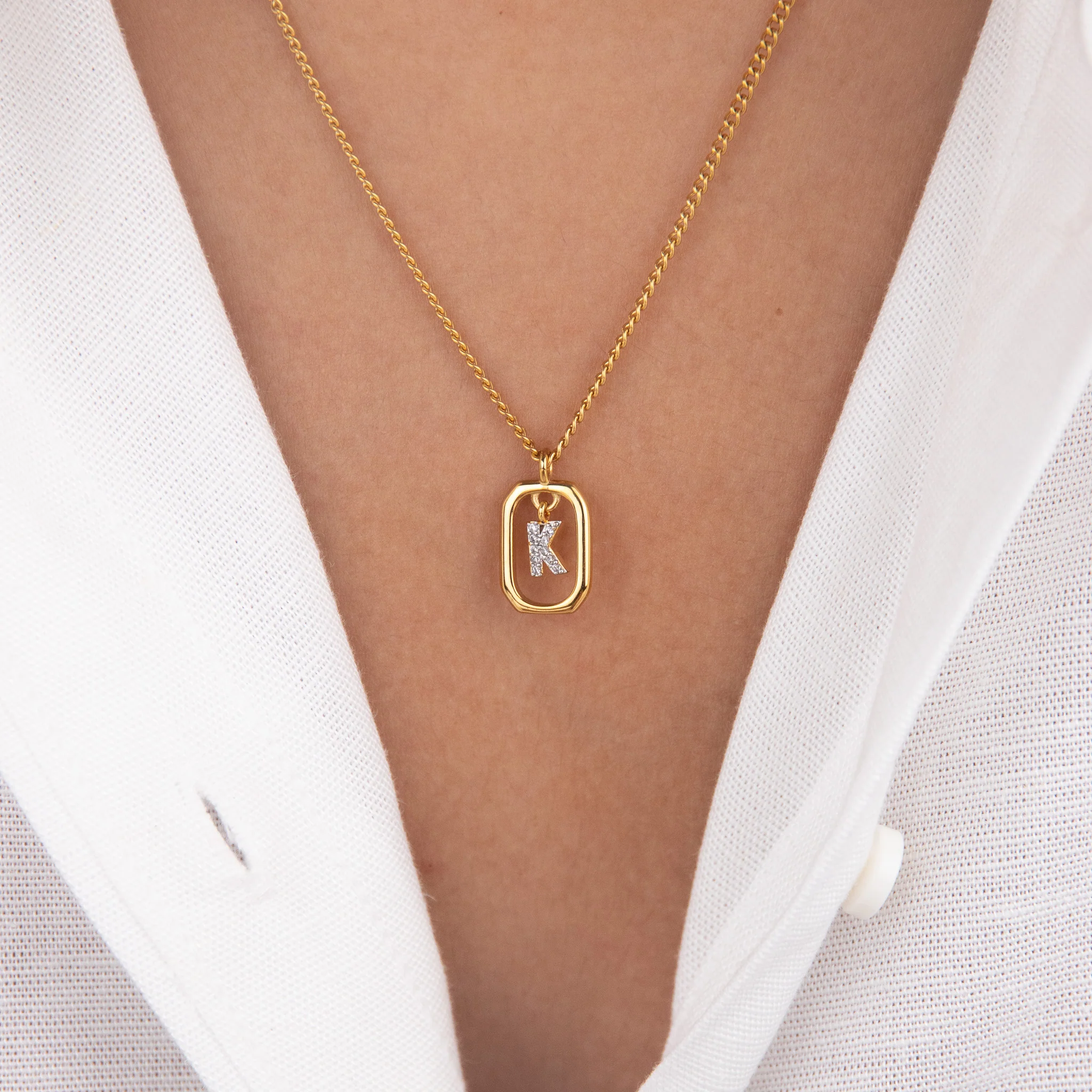 Initial K Zirconia Necklace - Image 2