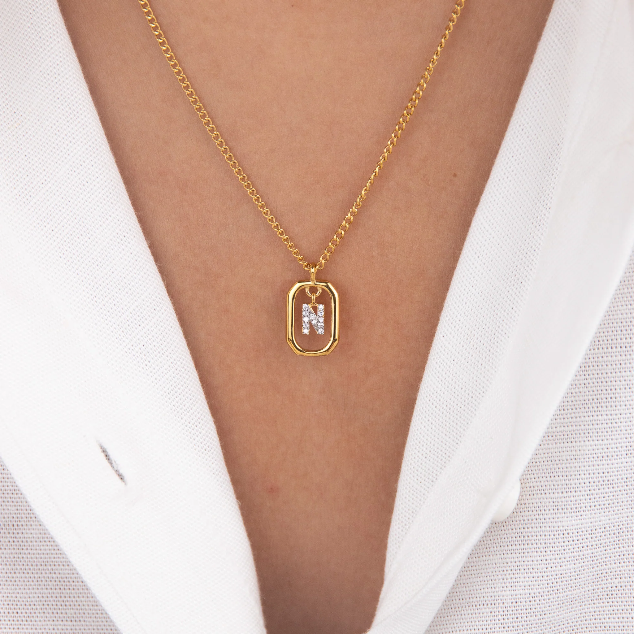 Initial N Zirconia Necklace - Image 2