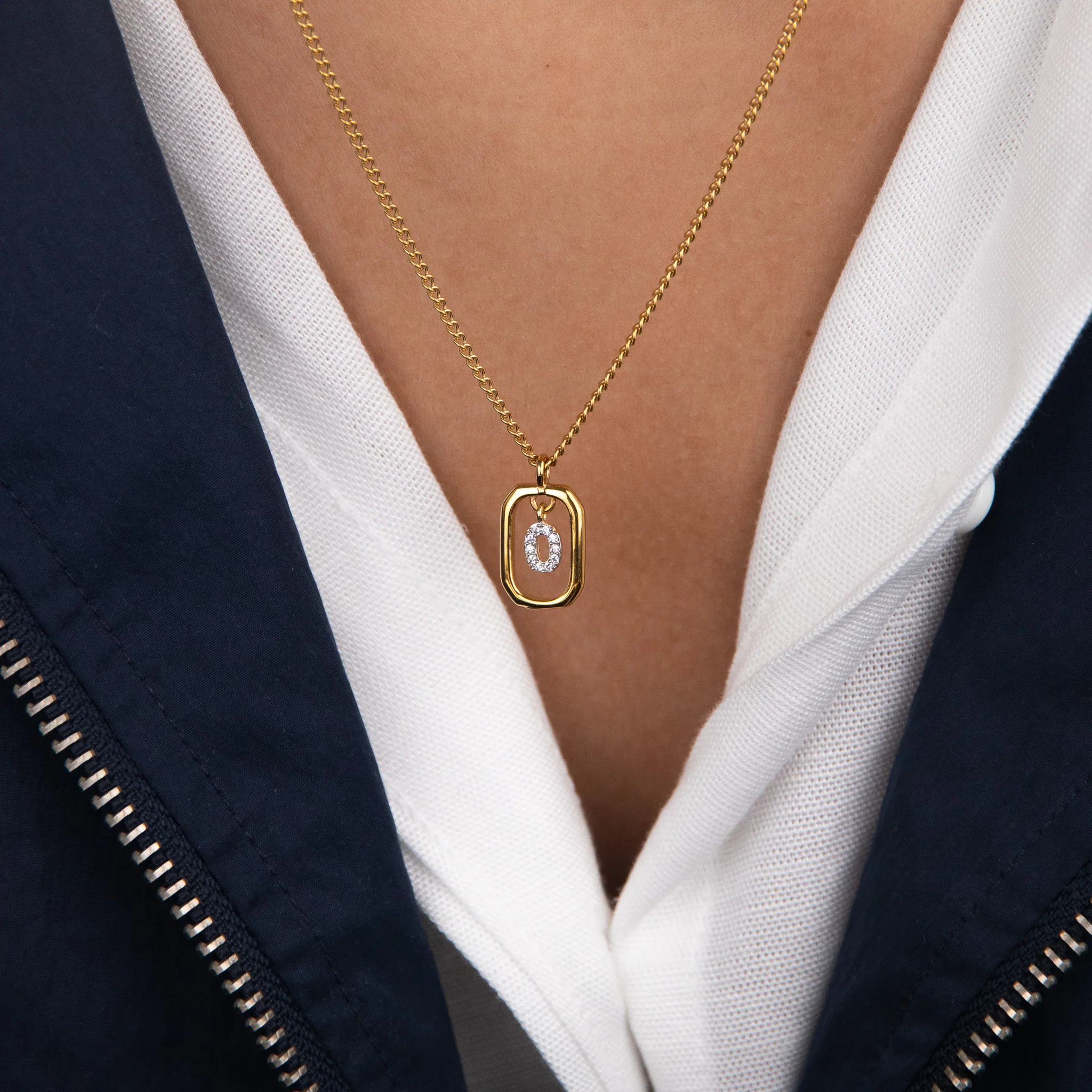 Initial O Zirconia Necklace - Image 2