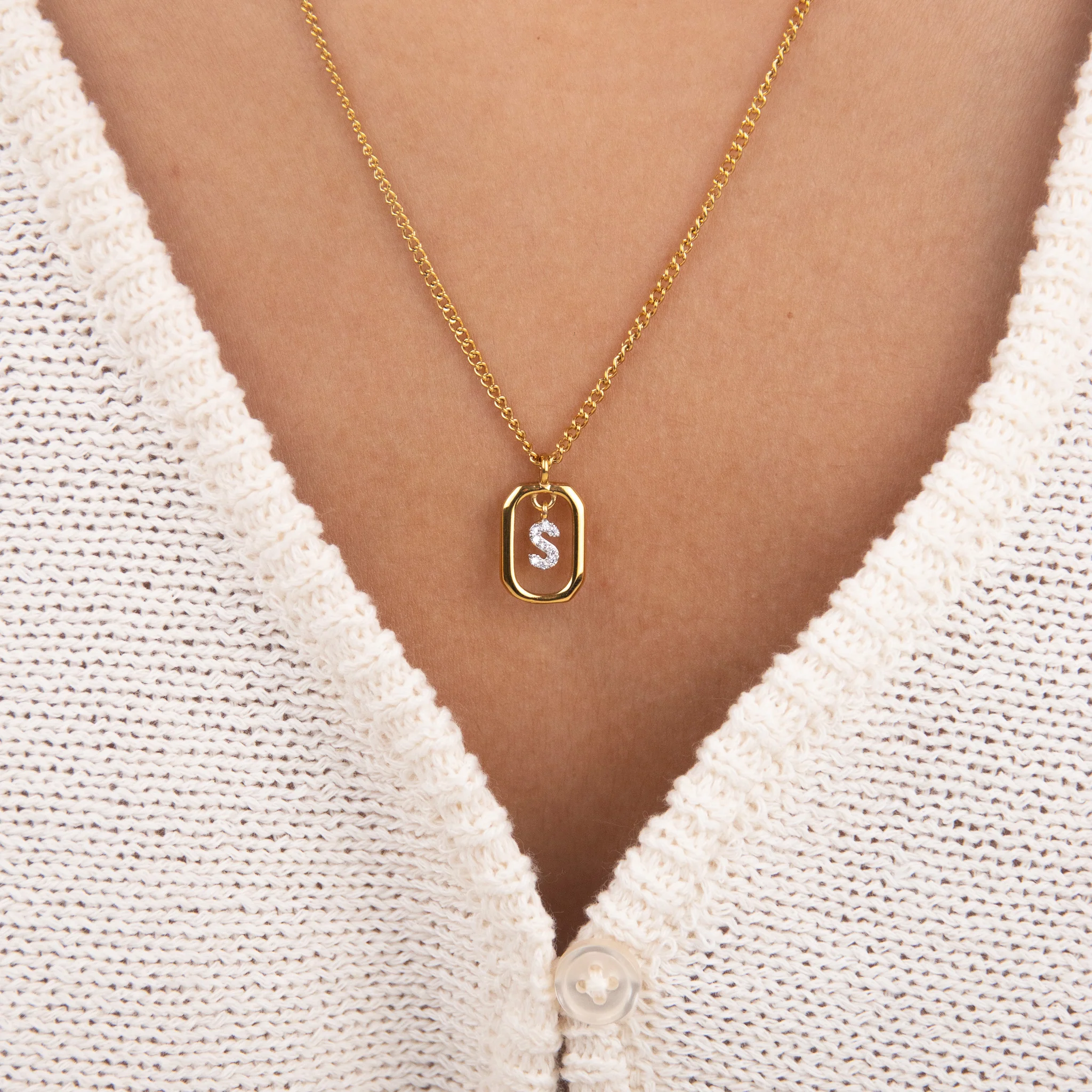 Initial S Zirconia Necklace - Image 2