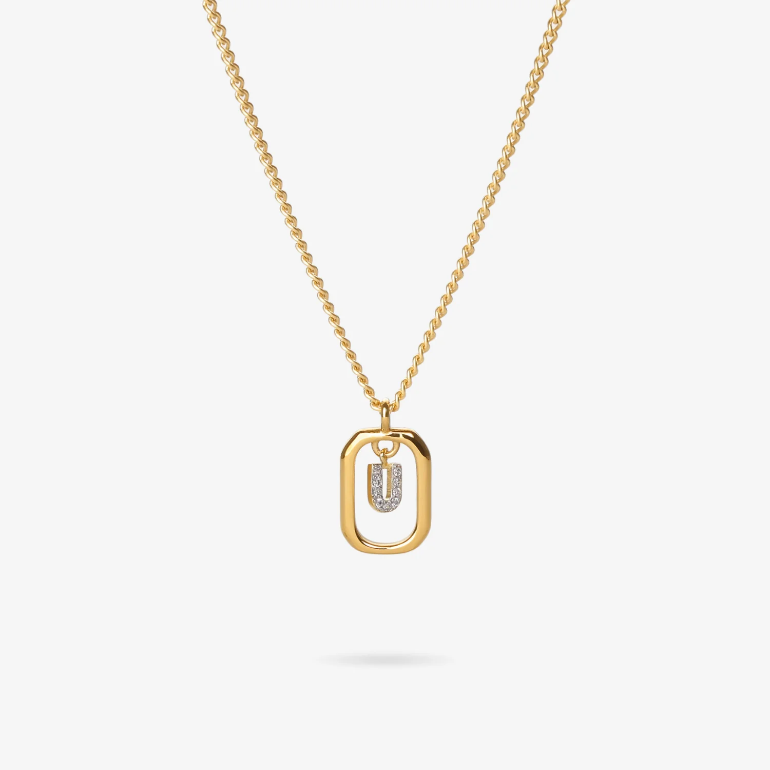 Initial U Zirconia Necklace